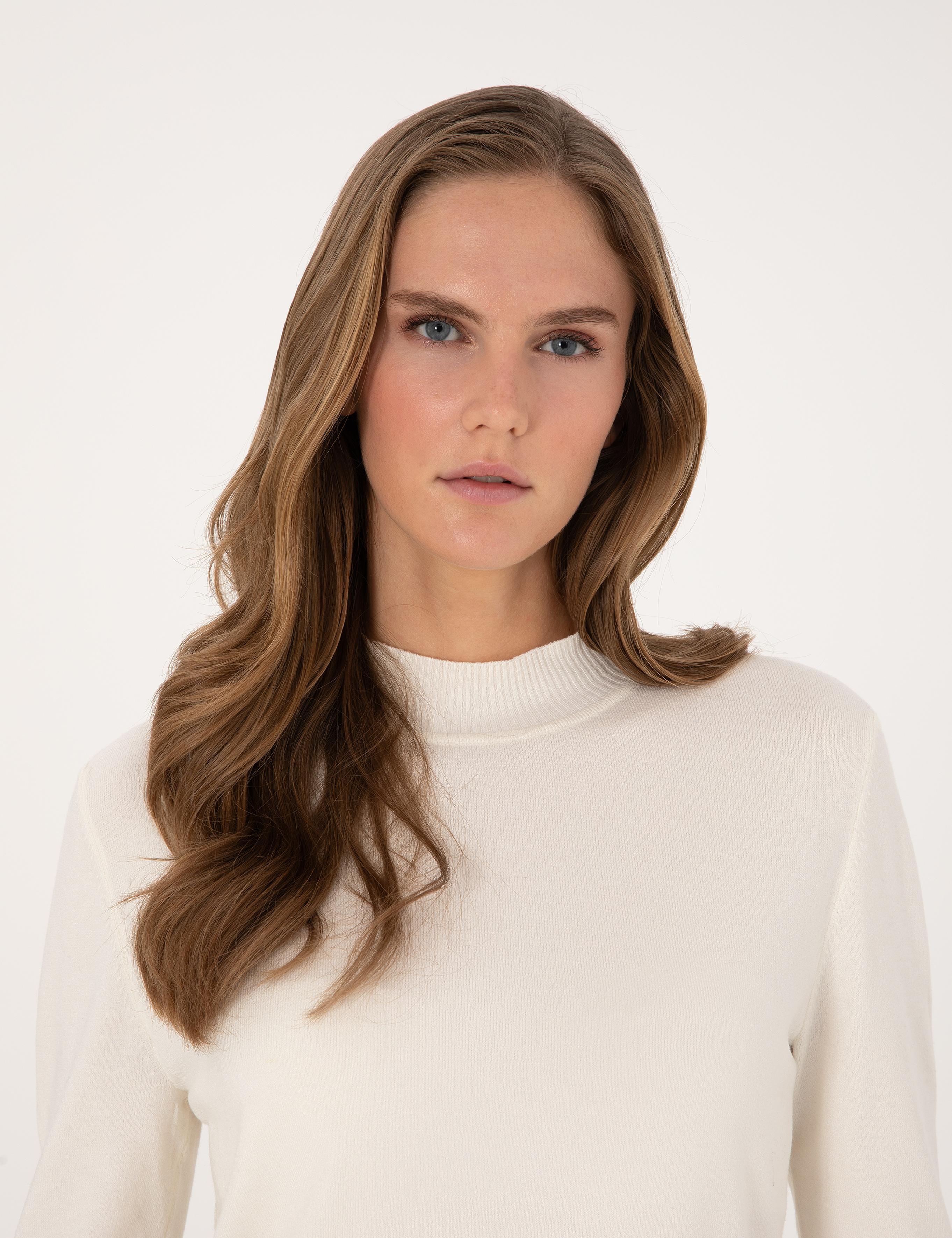 Ekru Slim Fit Yarım Balıkçı Basic Kazak