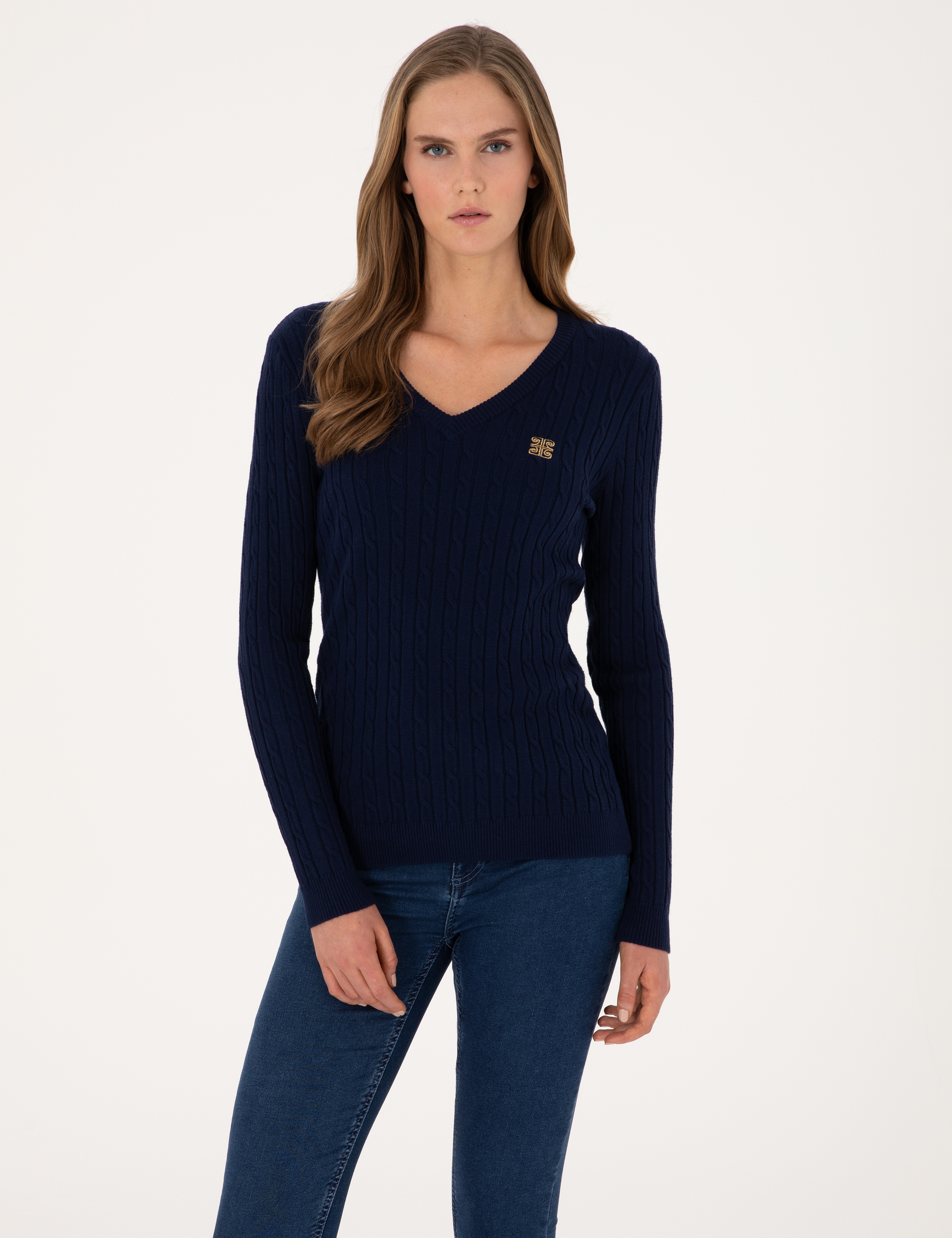Lacivert Extra Slim Fit Basic Kazak - Image 3