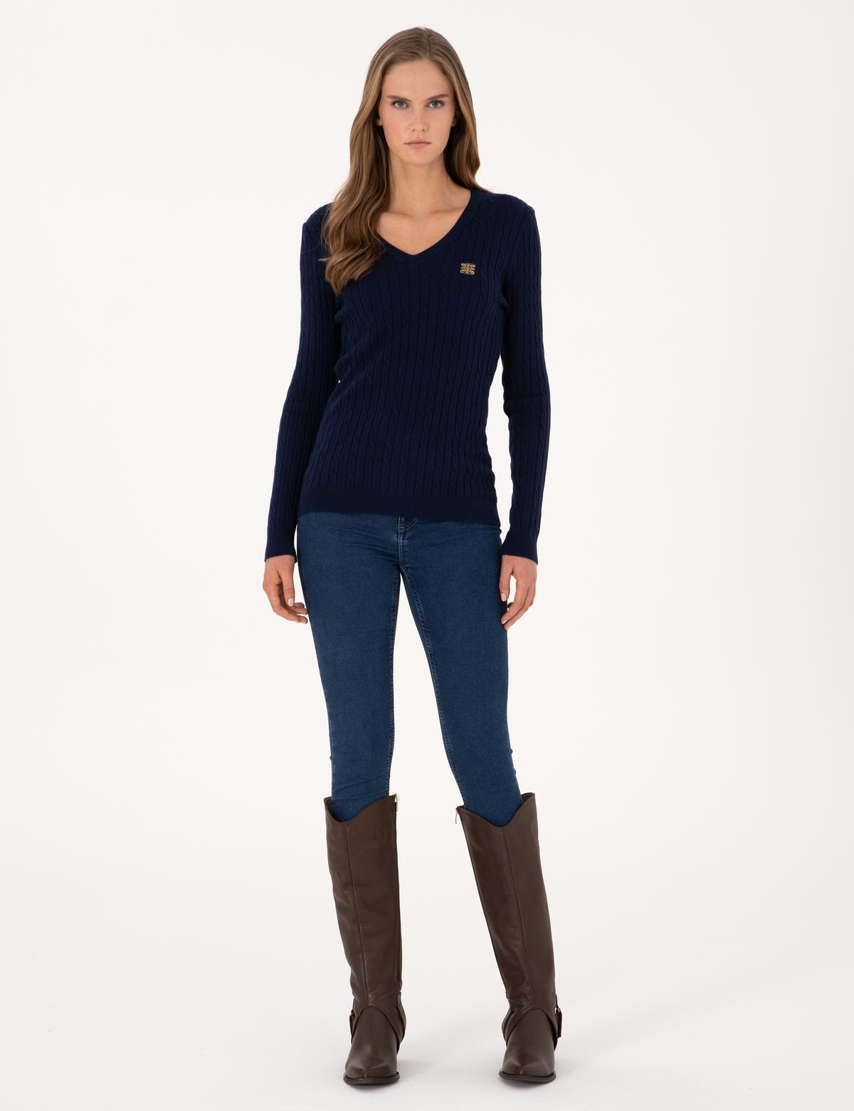 Lacivert Ex. Slim Fit Basic Kazak - 50317062025