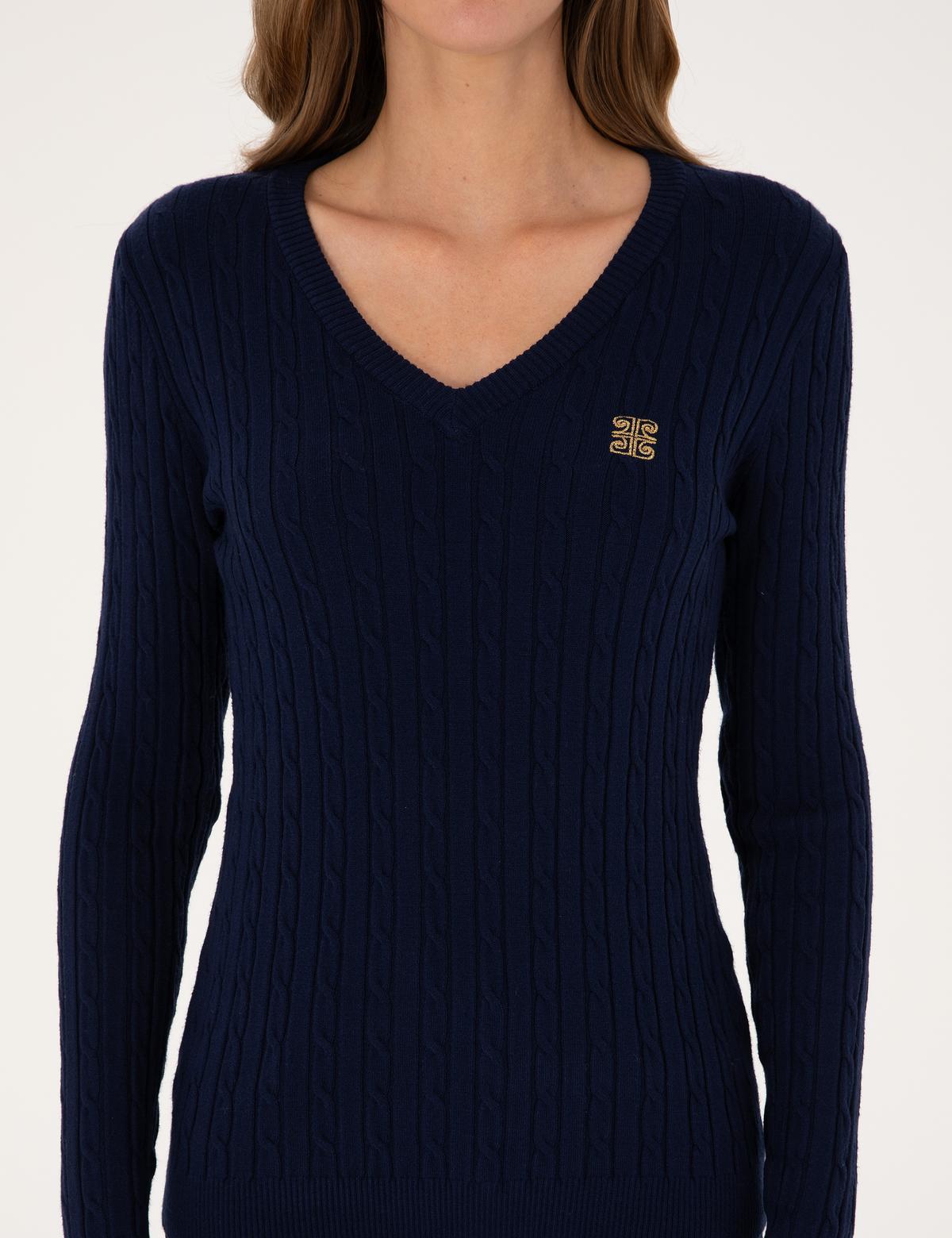 Lacivert Ex. Slim Fit Basic Kazak - 50317062025