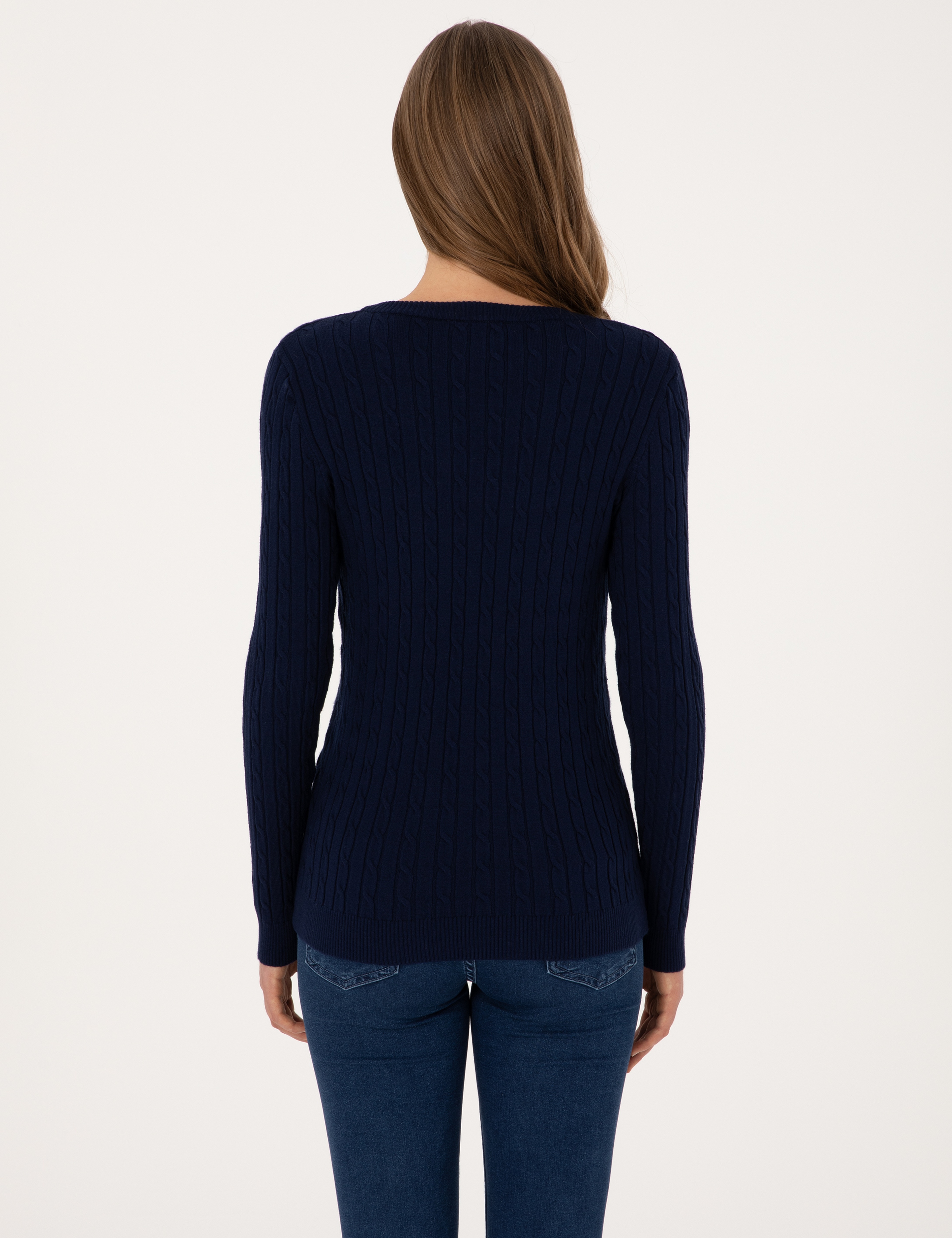 Lacivert Extra Slim Fit Basic Kazak - Image 5