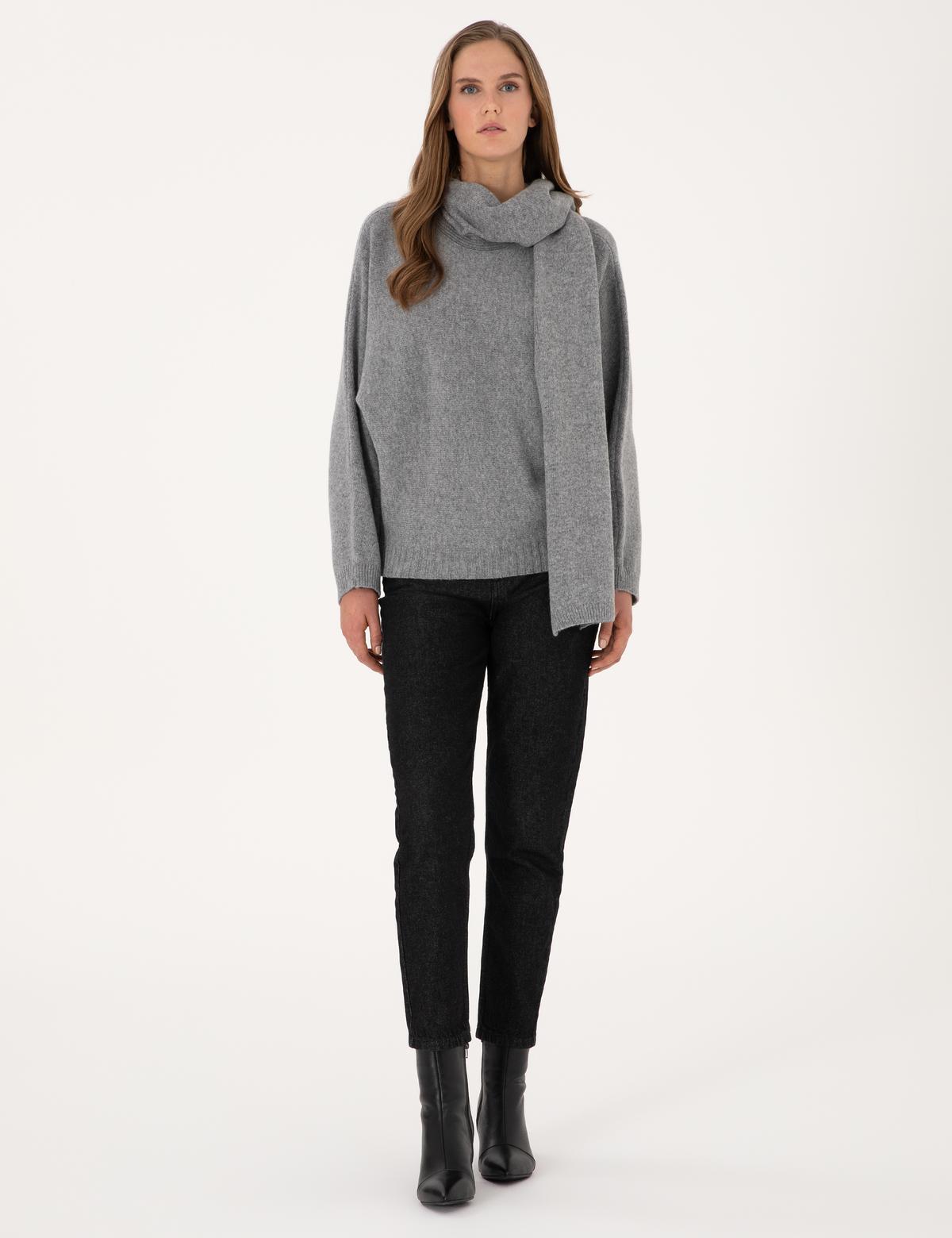 Gri Melanj Oversize Kazak - 50311855018