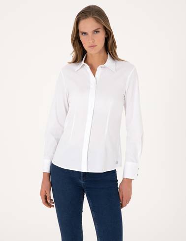 Beyaz Slim Fit Uzun Kollu Gömlek