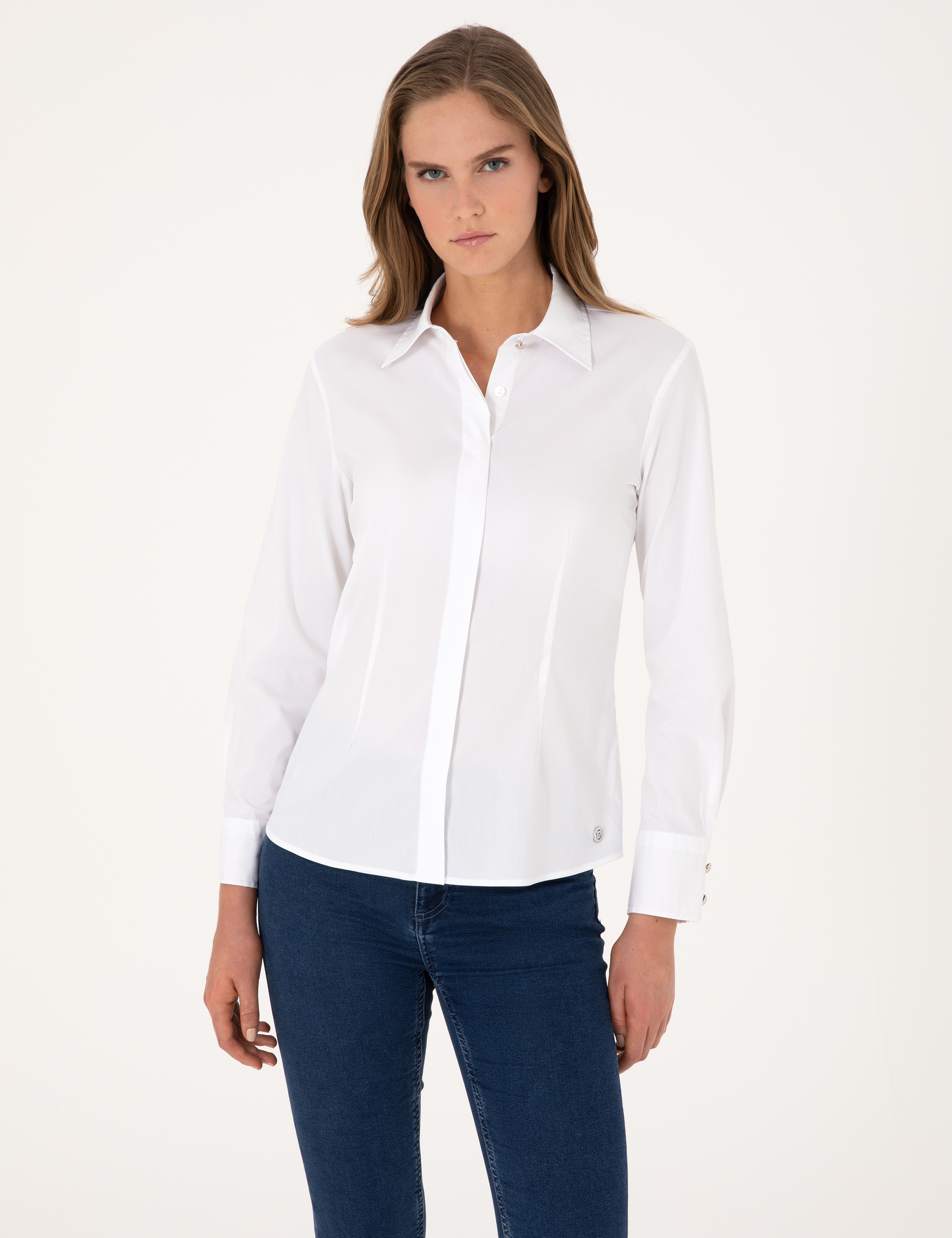 Beyaz Slim Fit Uzun Kollu Gömlek - Image 1