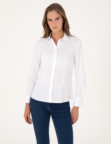 Beyaz Slim Fit Uzun Kollu Gömlek