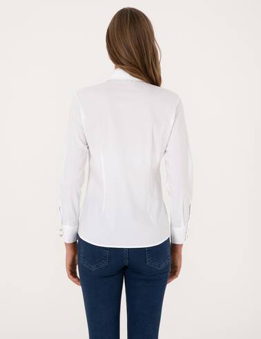 Beyaz Slim Fit Uzun Kollu Gömlek