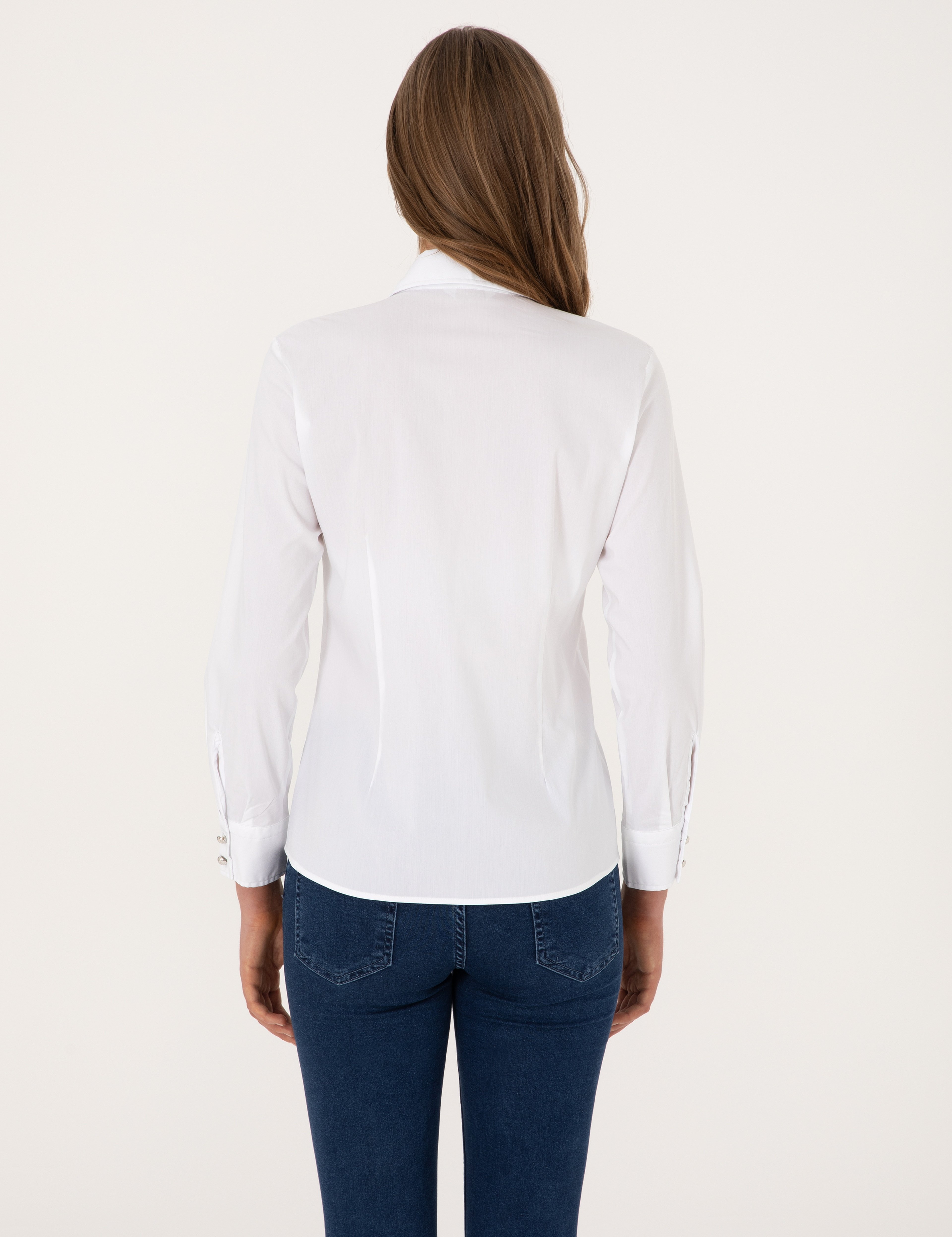 Beyaz Slim Fit Uzun Kollu Gömlek