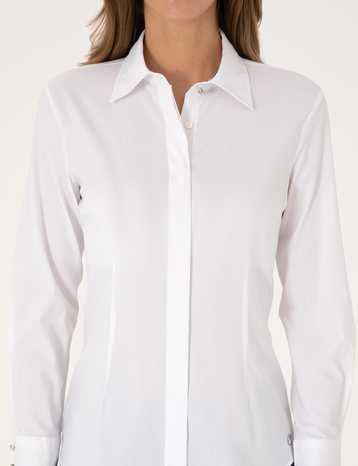 Beyaz Slim Fit Uzun Kollu Gömlek - 50313222006