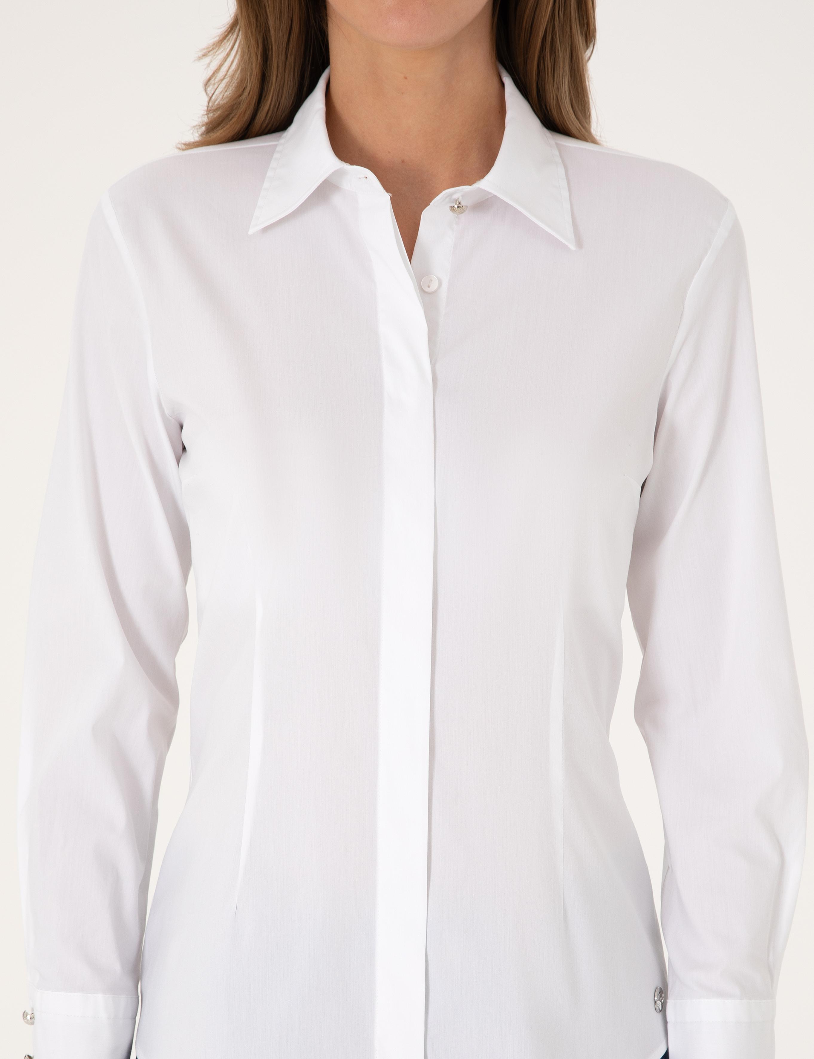 Beyaz Slim Fit Uzun Kollu Gömlek