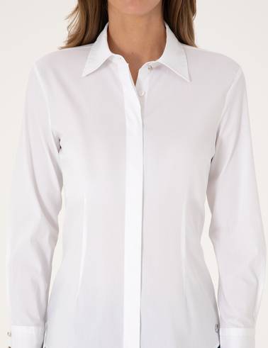 Beyaz Slim Fit Uzun Kollu Gömlek