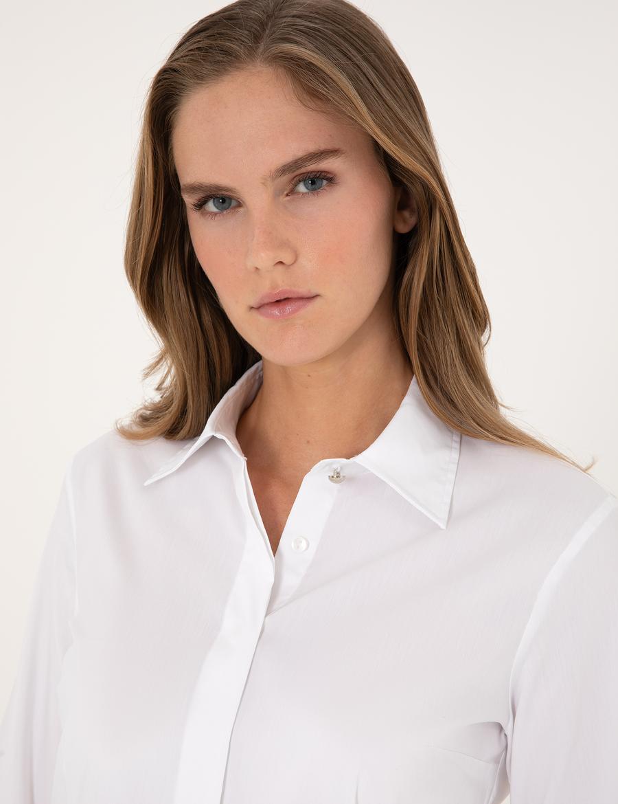 Beyaz Slim Fit Uzun Kollu Gömlek