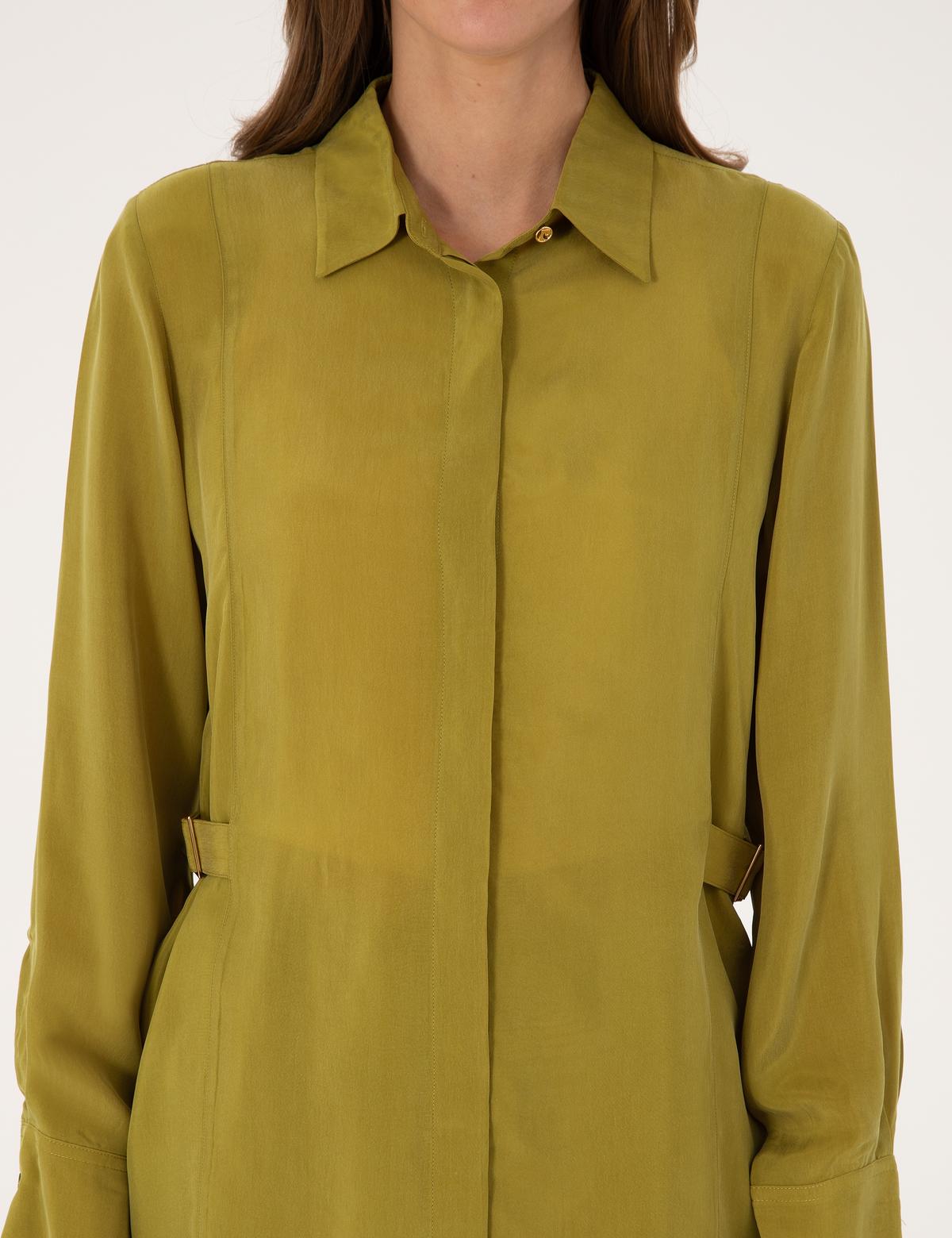 Yeşil Comfort Fit Kupro Uzun Kollu Gömlek - 50313652004