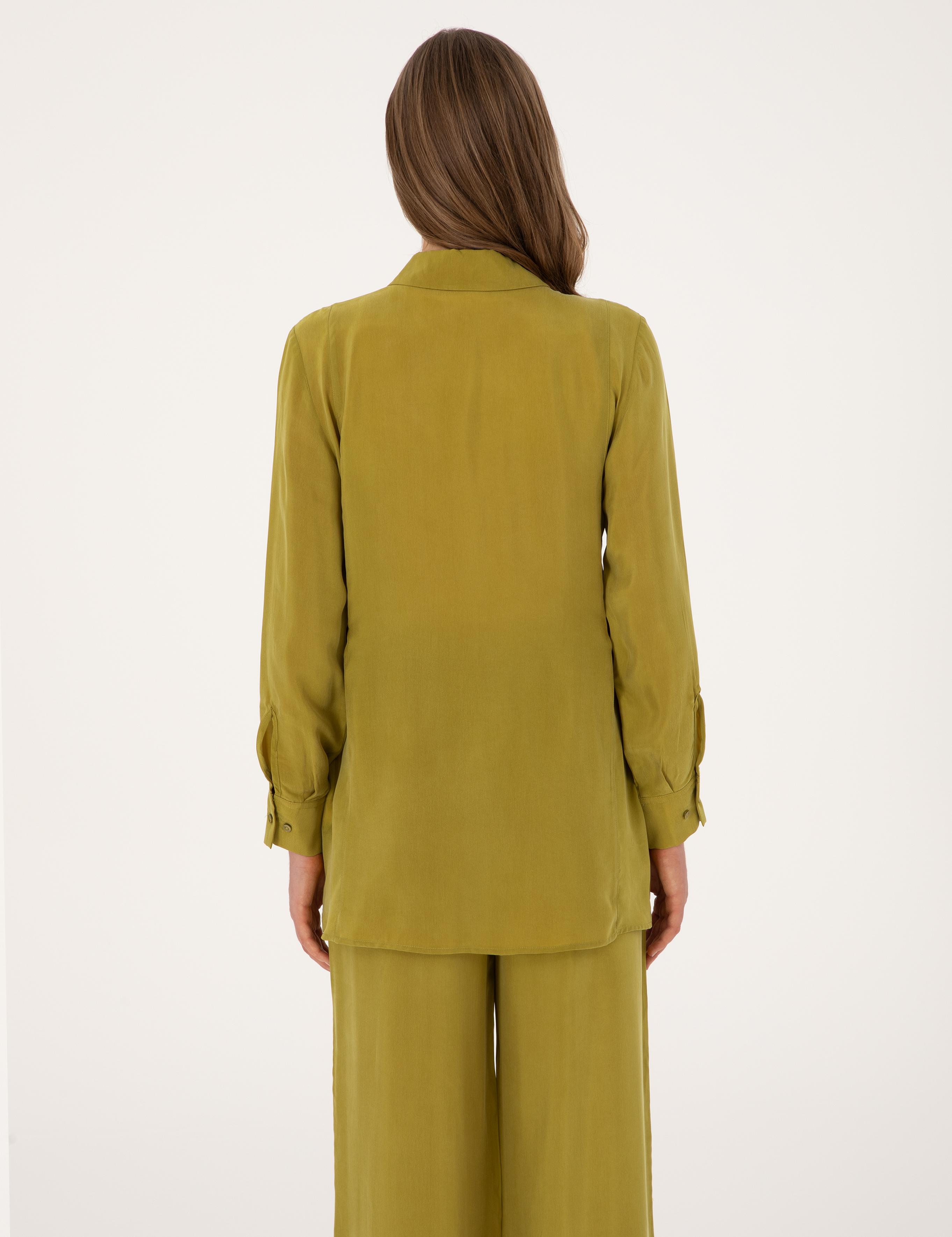 Yeşil Comfort Fit Kupro Uzun Kollu Gömlek