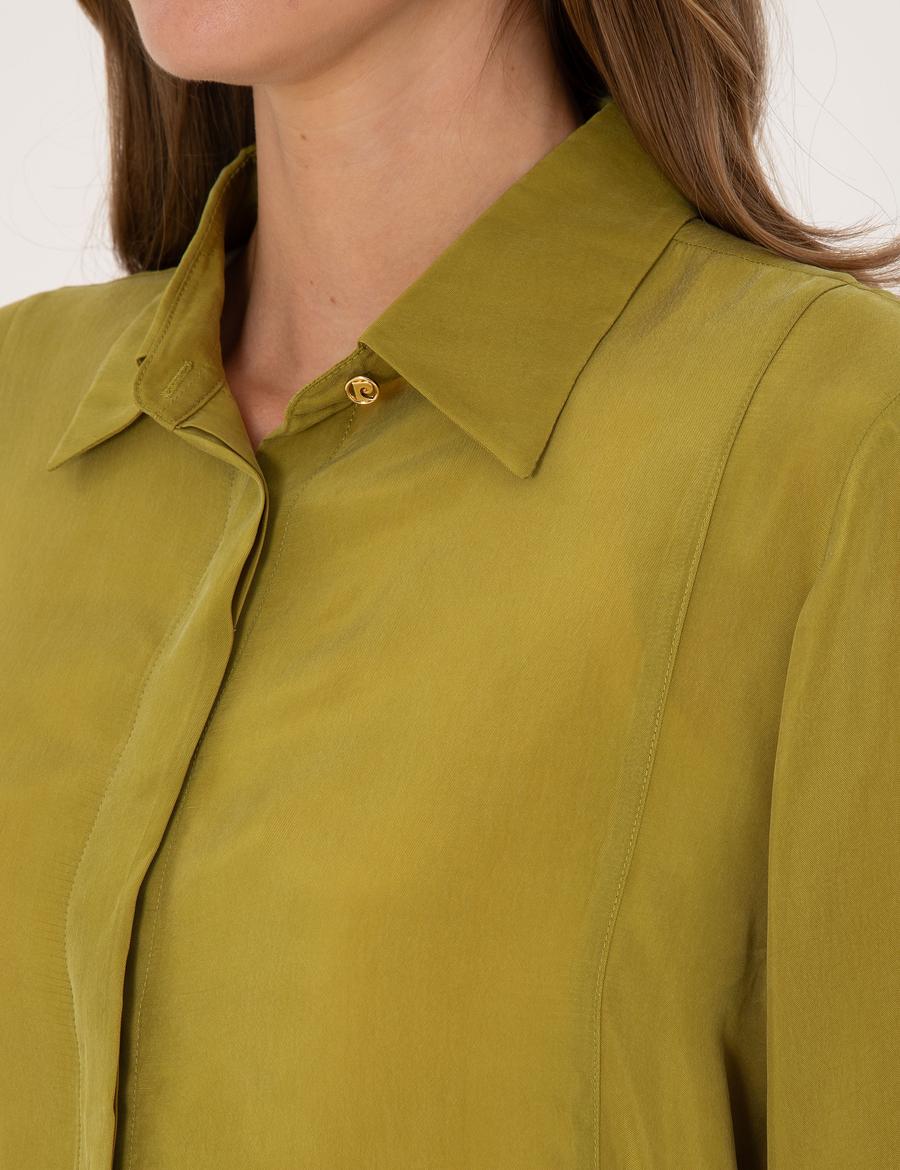 Yeşil Comfort Fit Kupro Uzun Kollu Gömlek