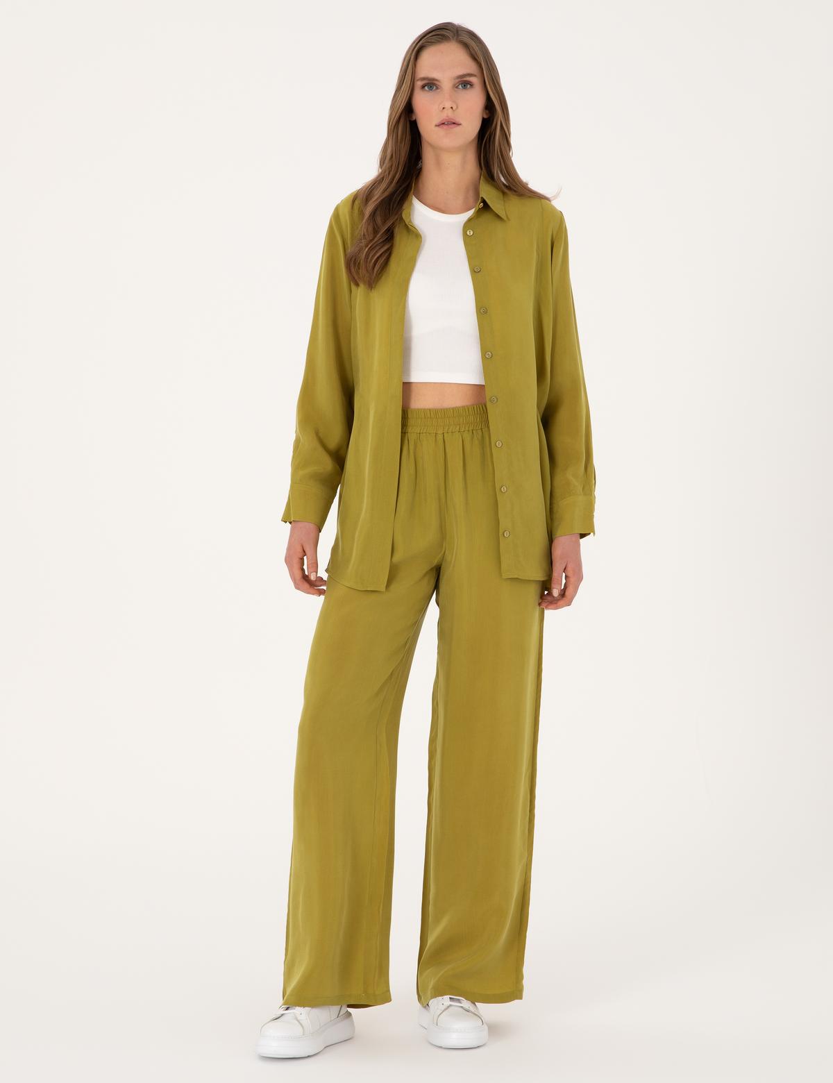 Yeşil Loose Fit Kanvas Pantolon