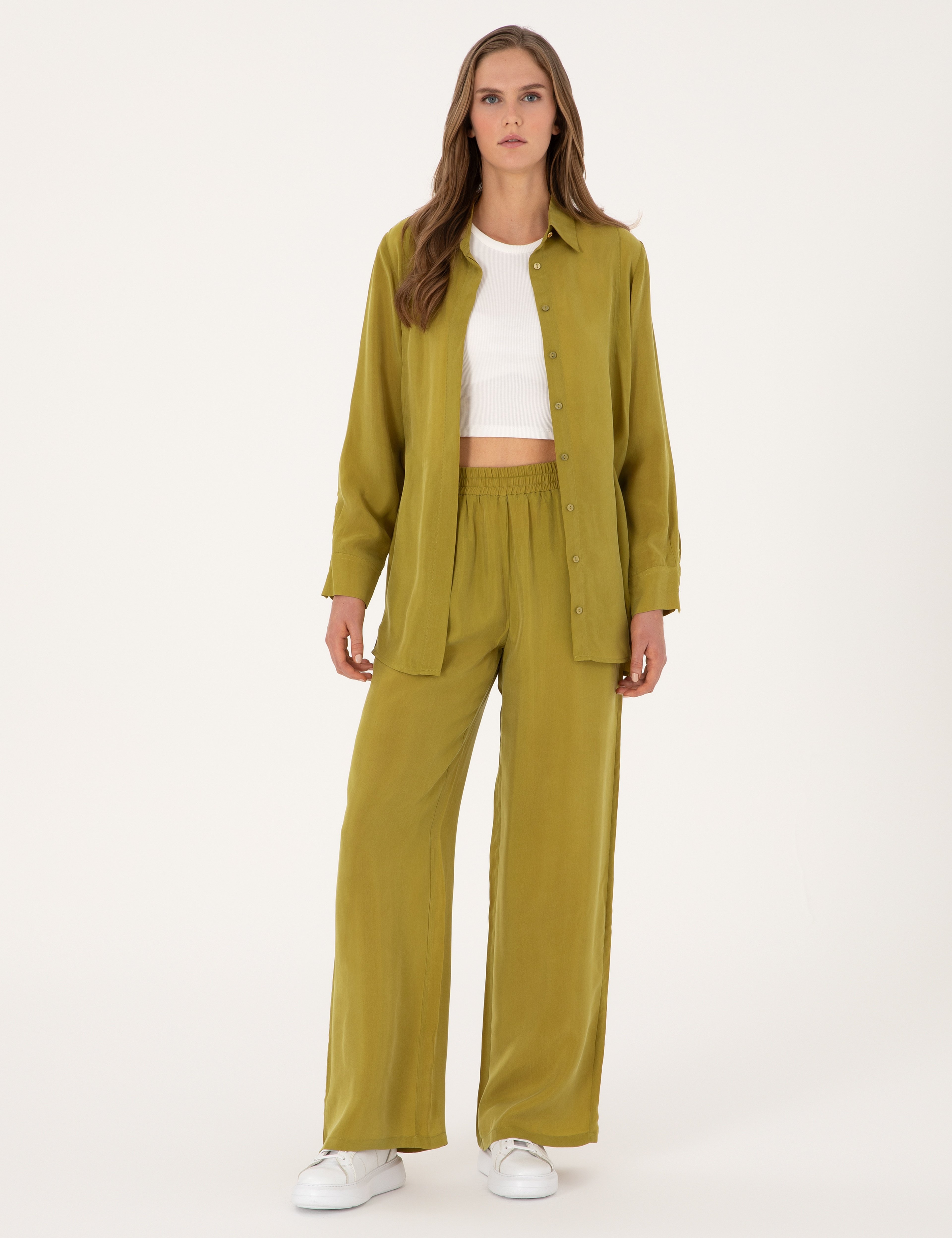 Yeşil Loose Fit Kanvas Pantolon