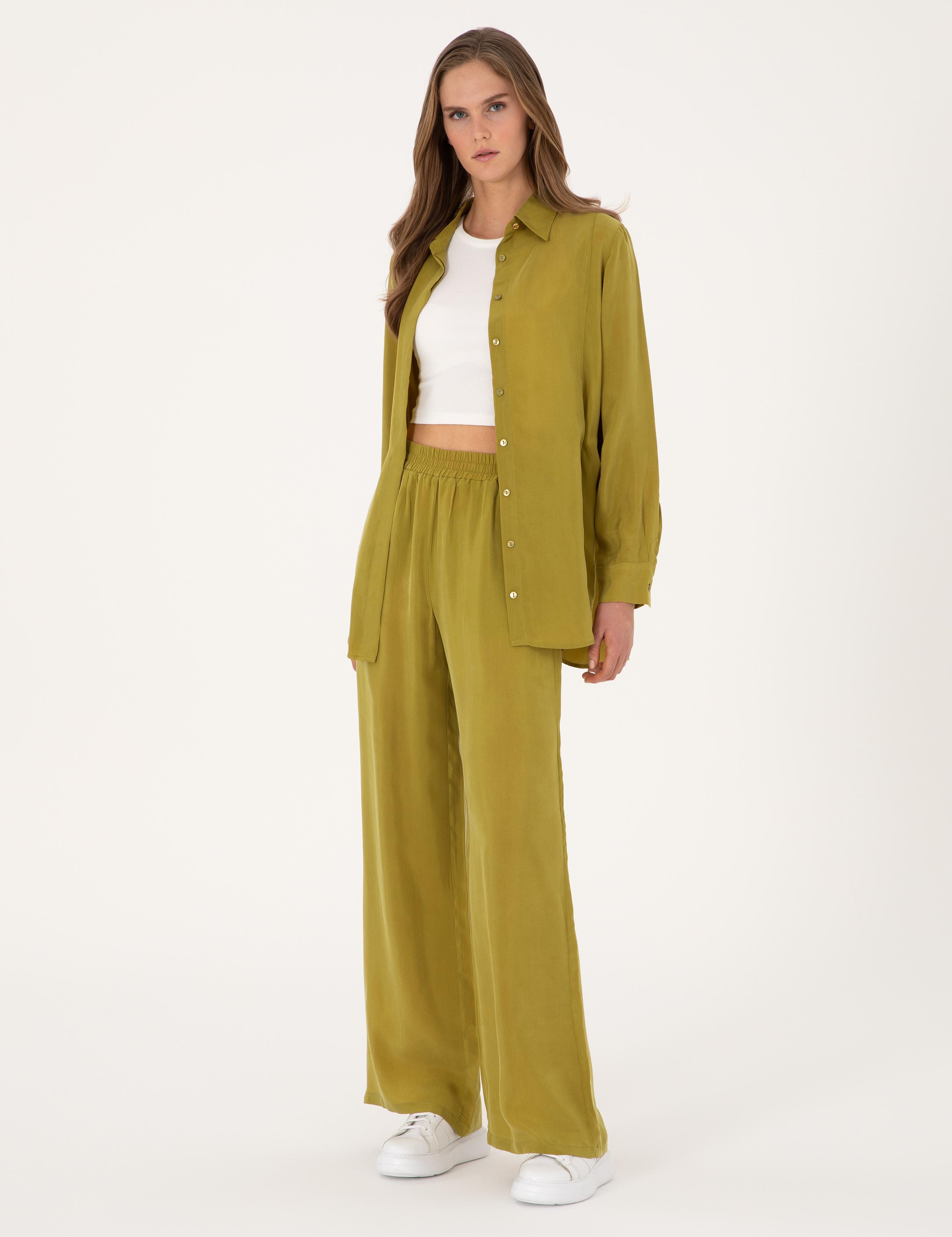 Yeşil Loose Fit Kanvas Pantolon