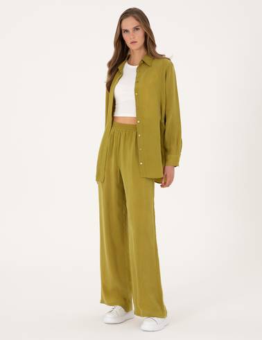 Yeşil Loose Fit Kanvas Pantolon