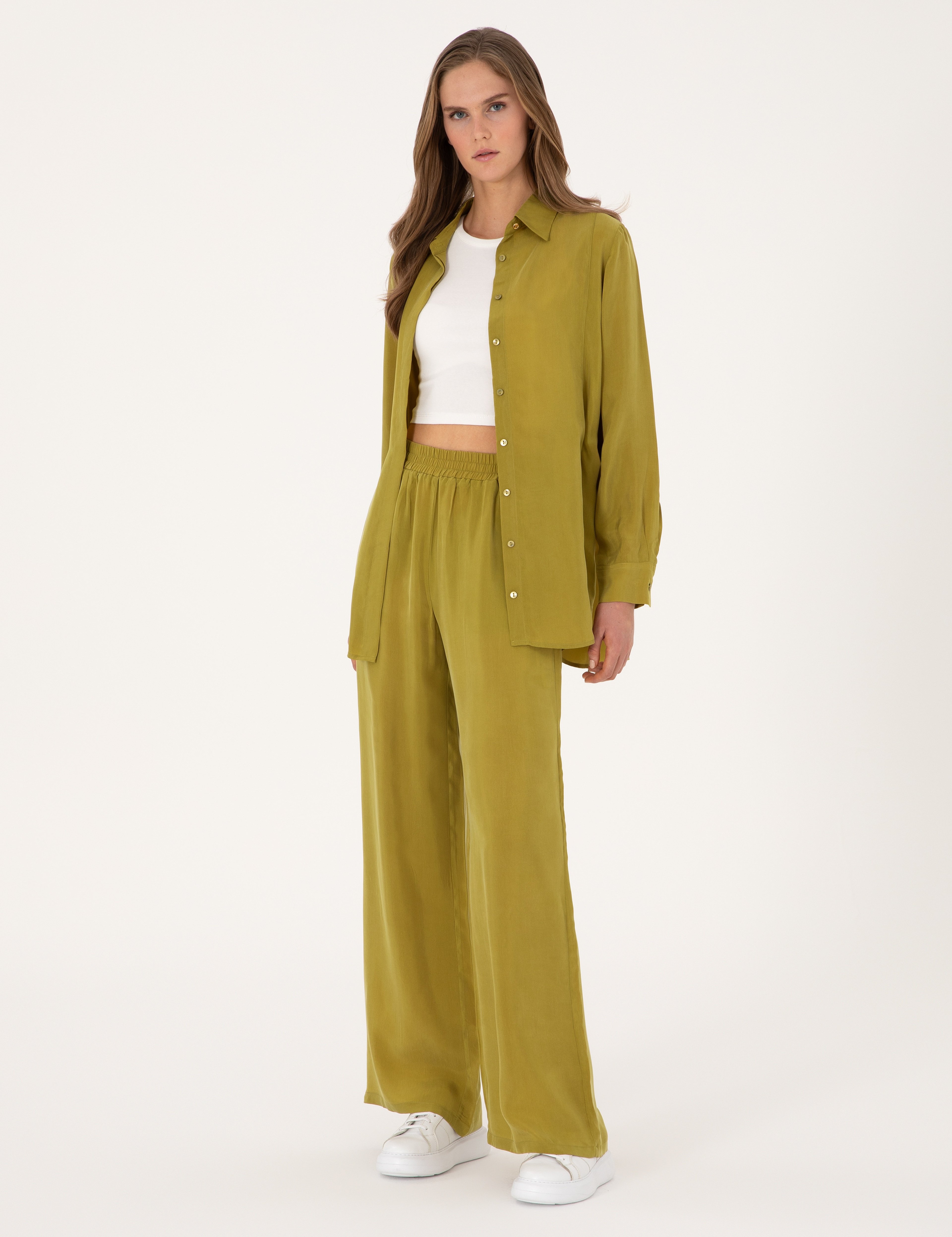 Yeşil Loose Fit Kanvas Pantolon