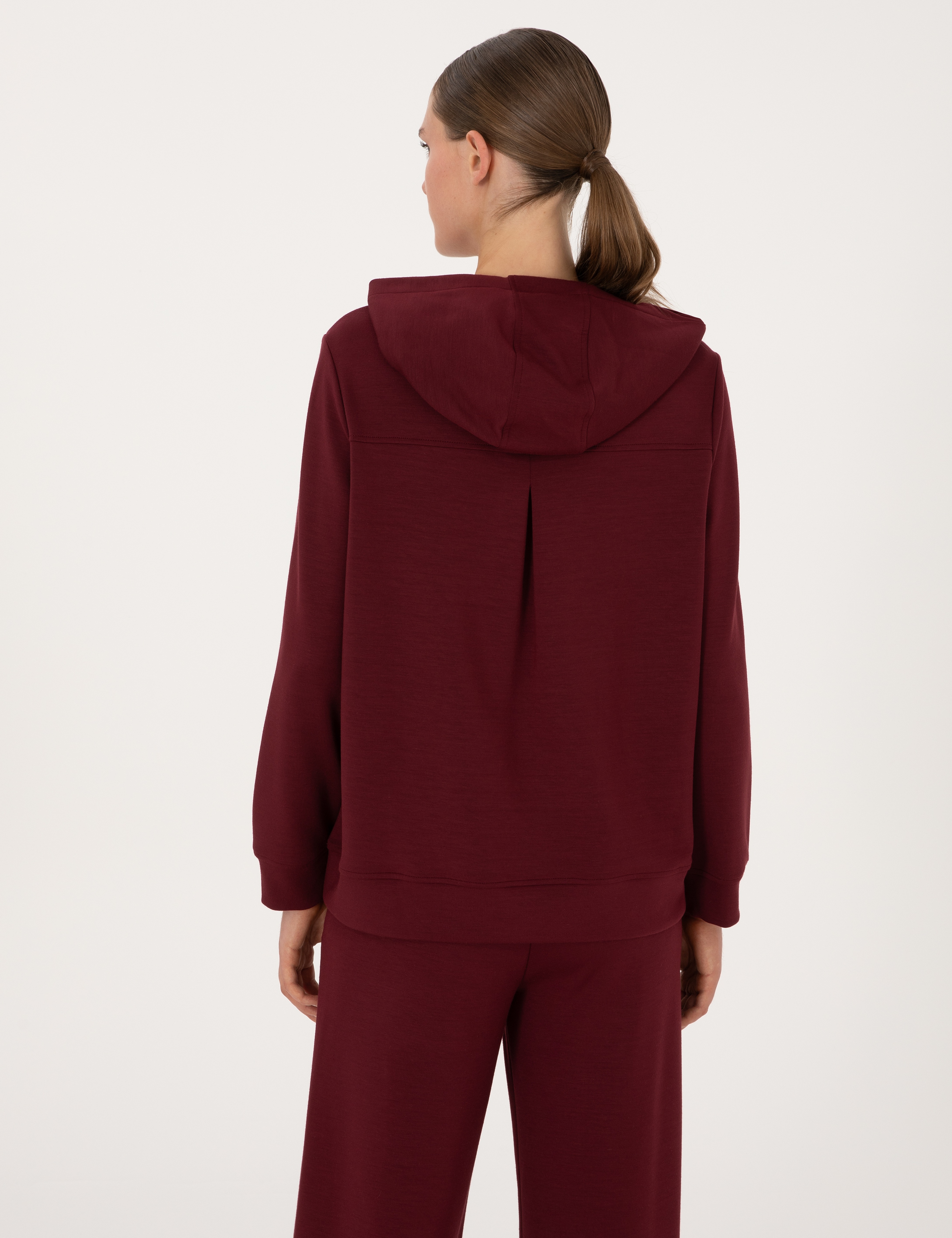 Vişne Oversize Modal Karışımlı Kapüşonlu Sweatshirt - Image 5