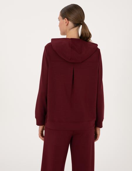 Vişne Oversize Modal Karışımlı Kapüşonlu Sweatshirt - 50314972039