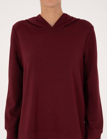 Vişne Oversize Modal Karışımlı Kapüşonlu Sweatshirt