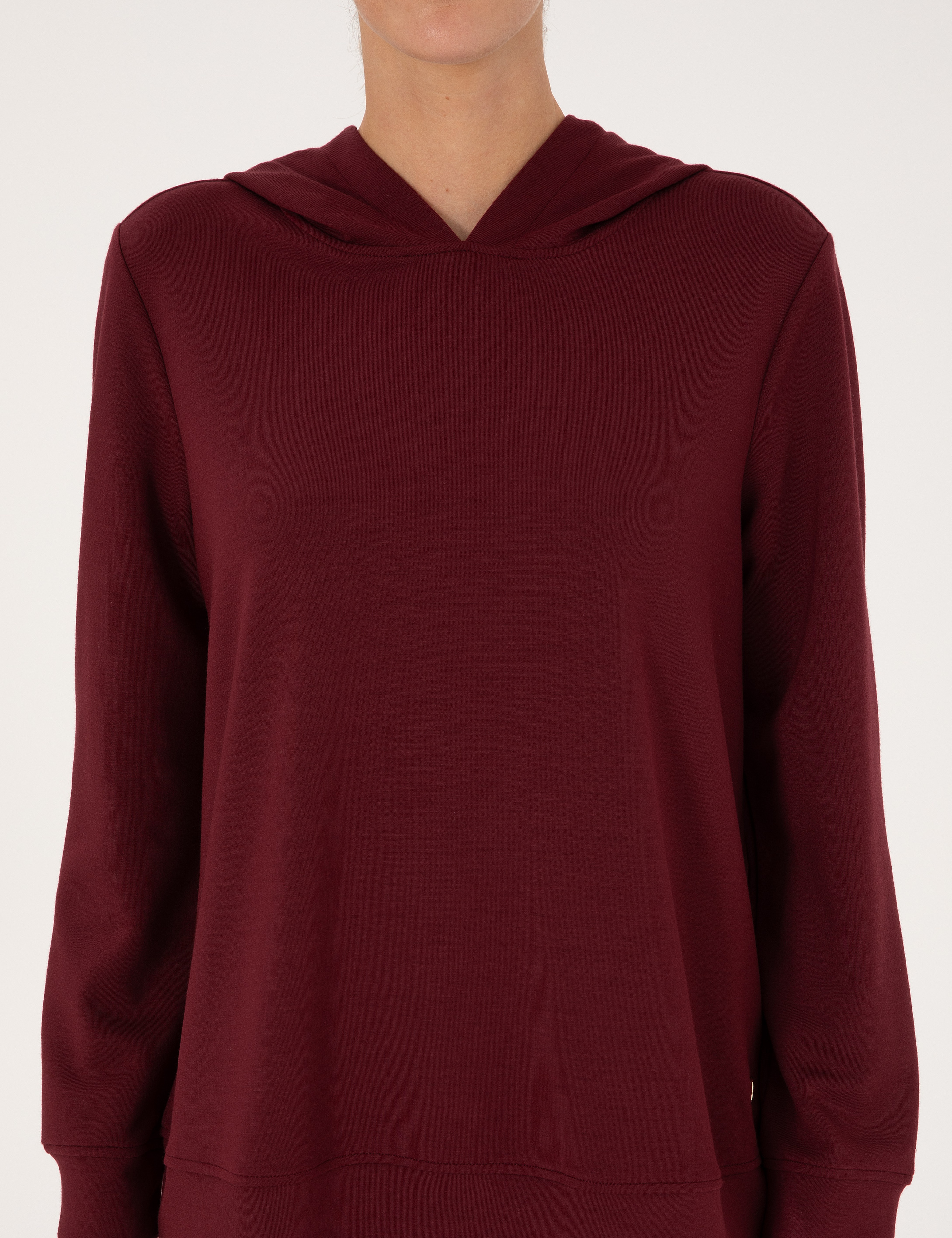 Vişne Oversize Modal Karışımlı Kapüşonlu Sweatshirt - Image 6