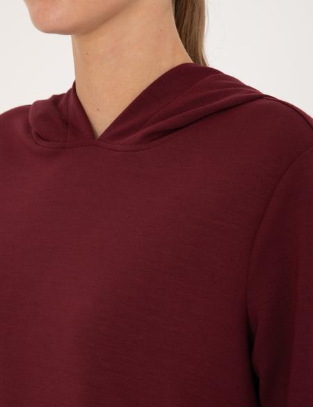 Vişne Oversize Modal Karışımlı Kapüşonlu Sweatshirt - 50314972039