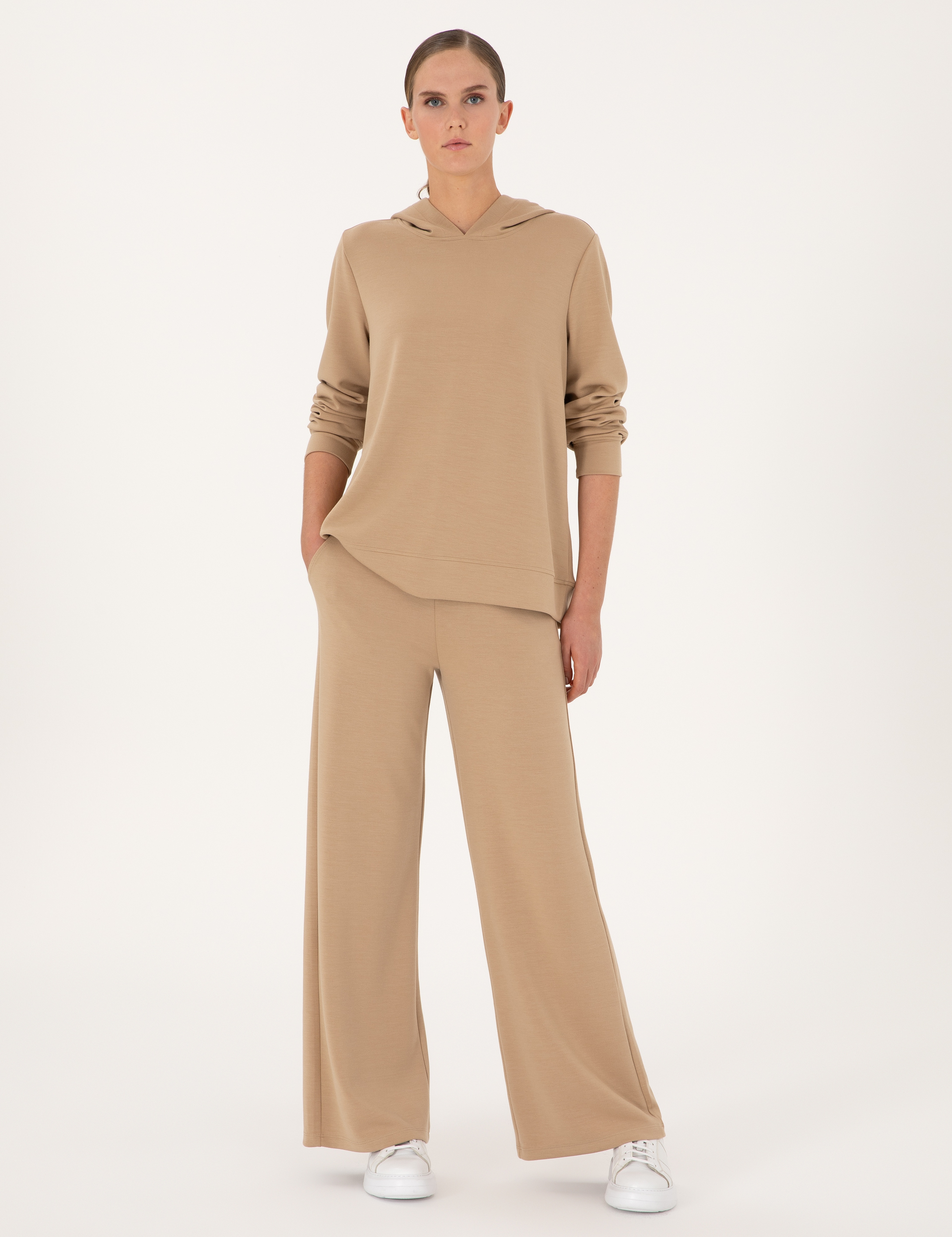 Bej Flare Fit Modal Karışımlı Eşofman Altı - Image 1