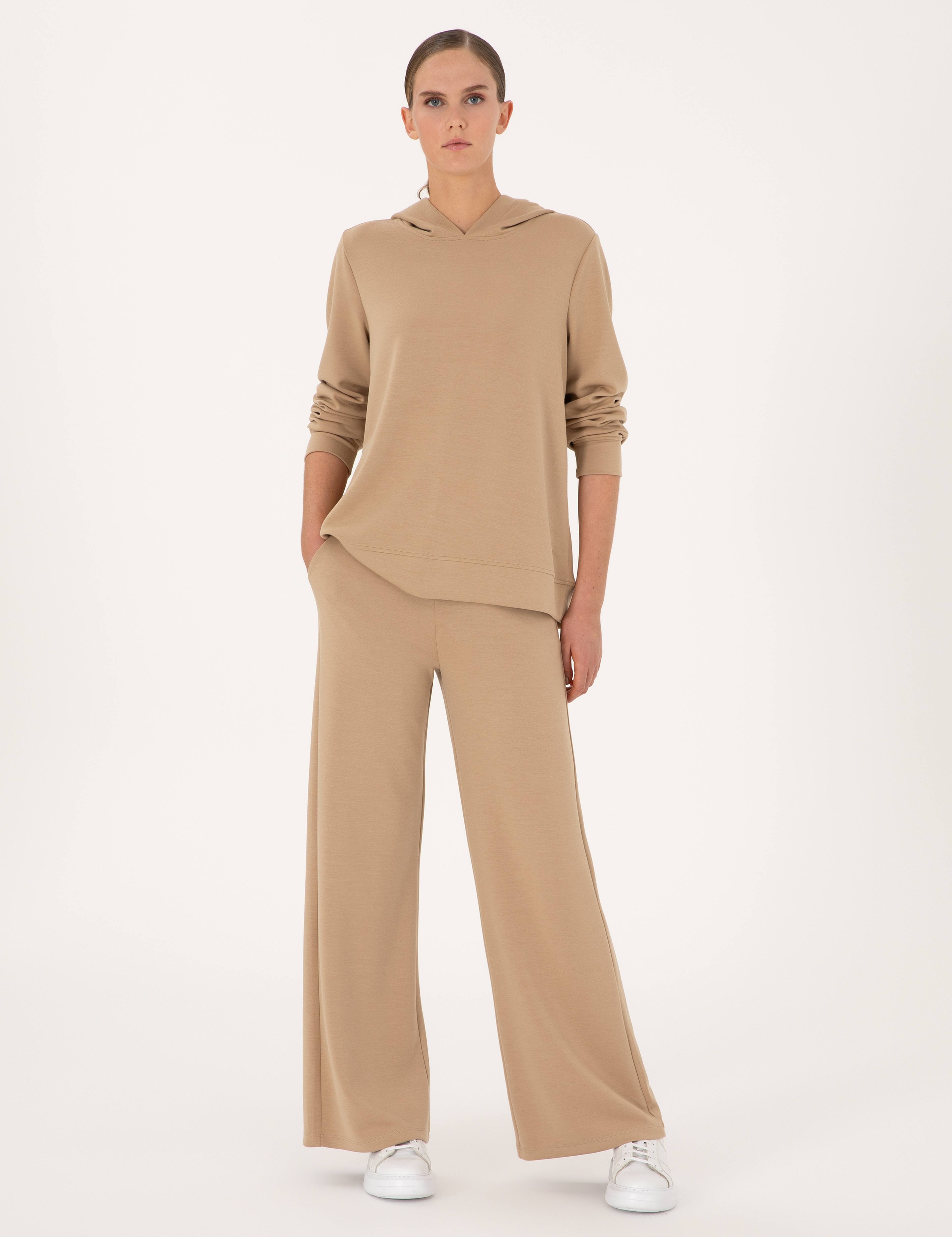 Bej Flare Fit Modal Karışımlı Eşofman Altı