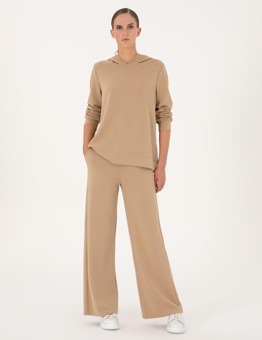 Bej Flare Fit Modal Karışımlı Eşofman Altı