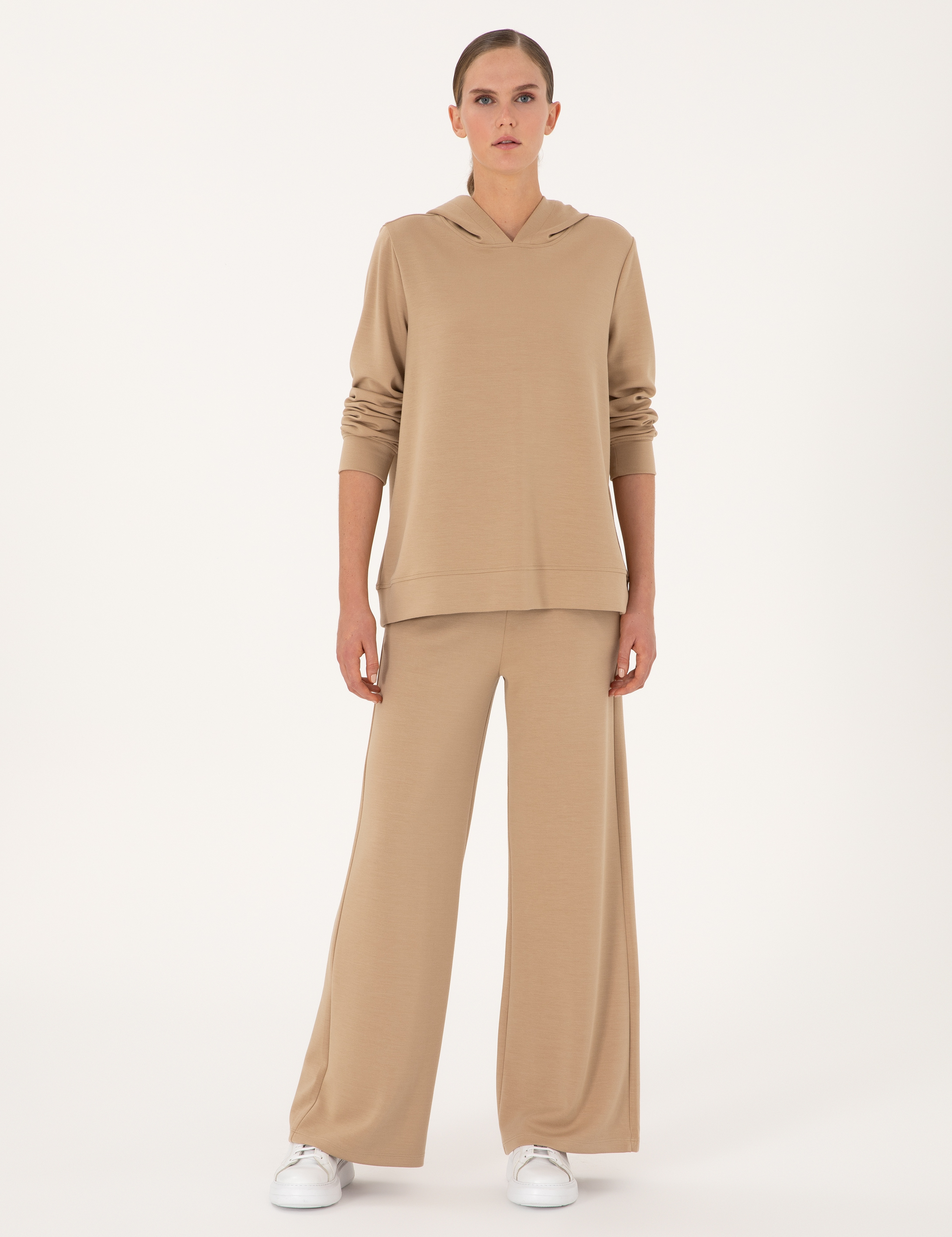 Bej Flare Fit Modal Karışımlı Eşofman Altı - Image 3