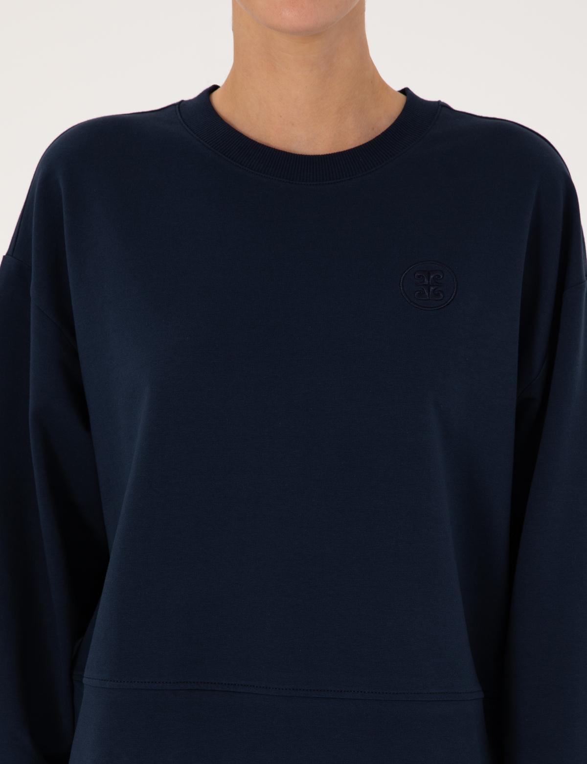 Lacivert Oversize 2 İplik Sweatshirt - 50314963012