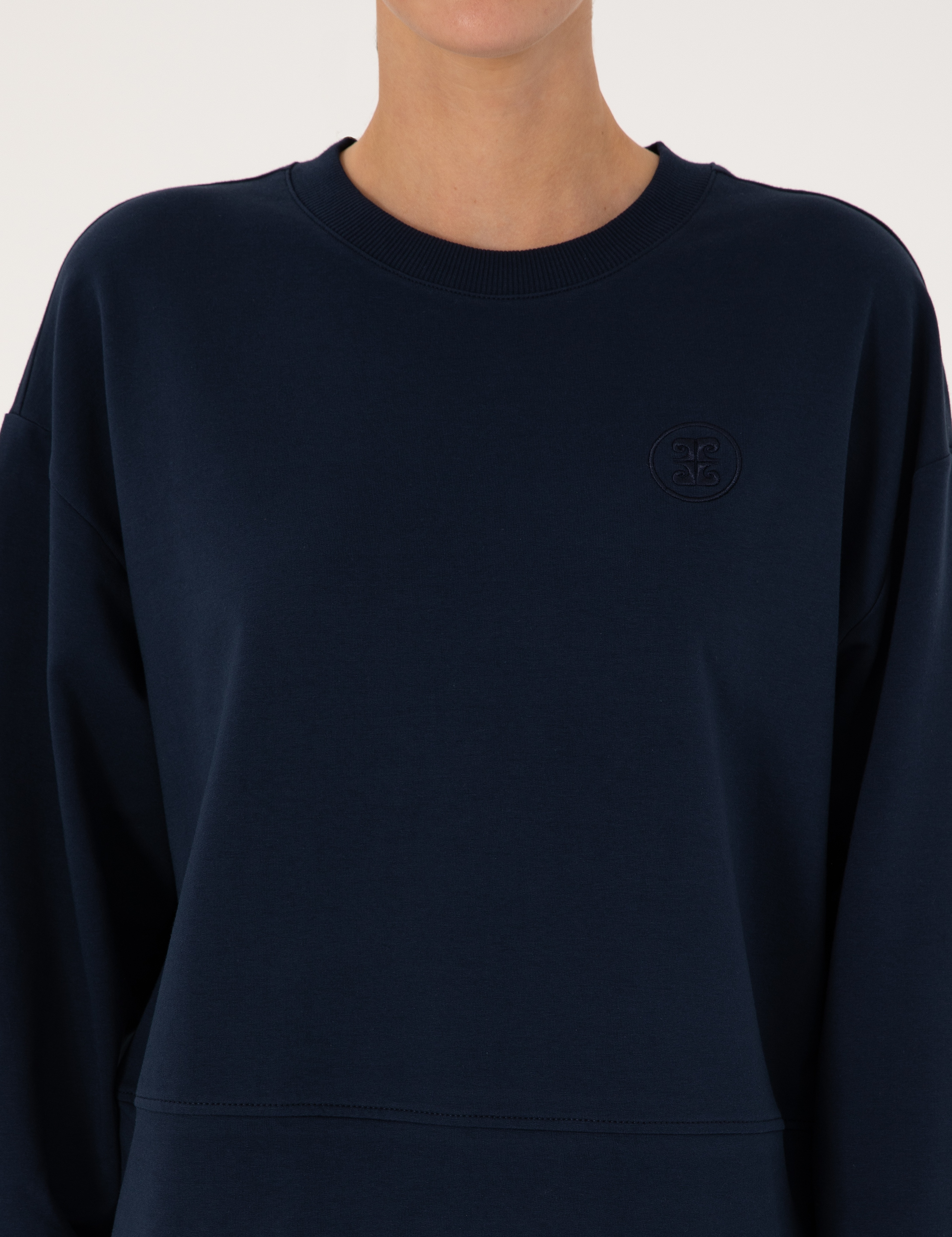 Lacivert Oversize 2 İplik Sweatshirt - Image 6