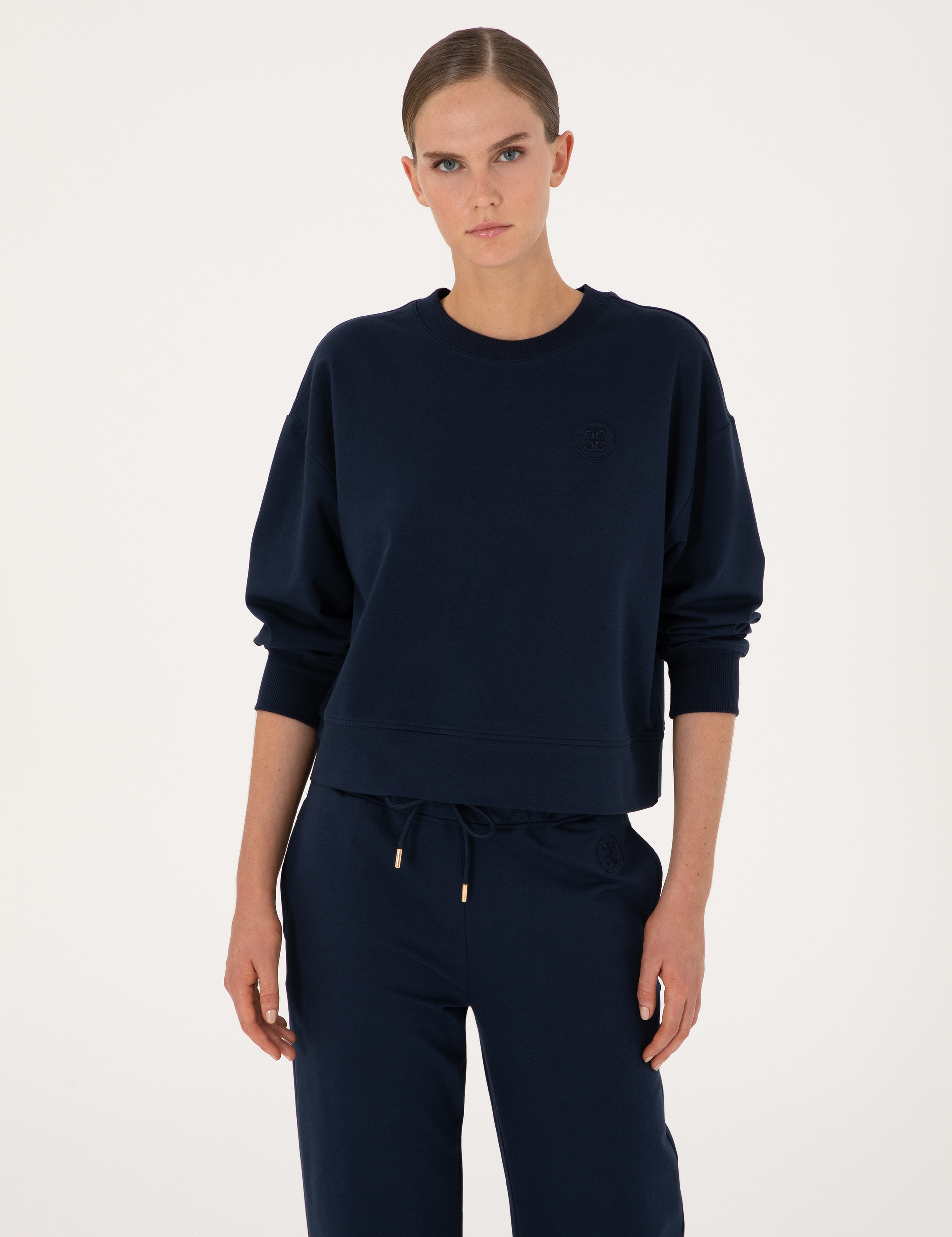 Lacivert Oversize 2 İplik Sweatshirt - Image 1