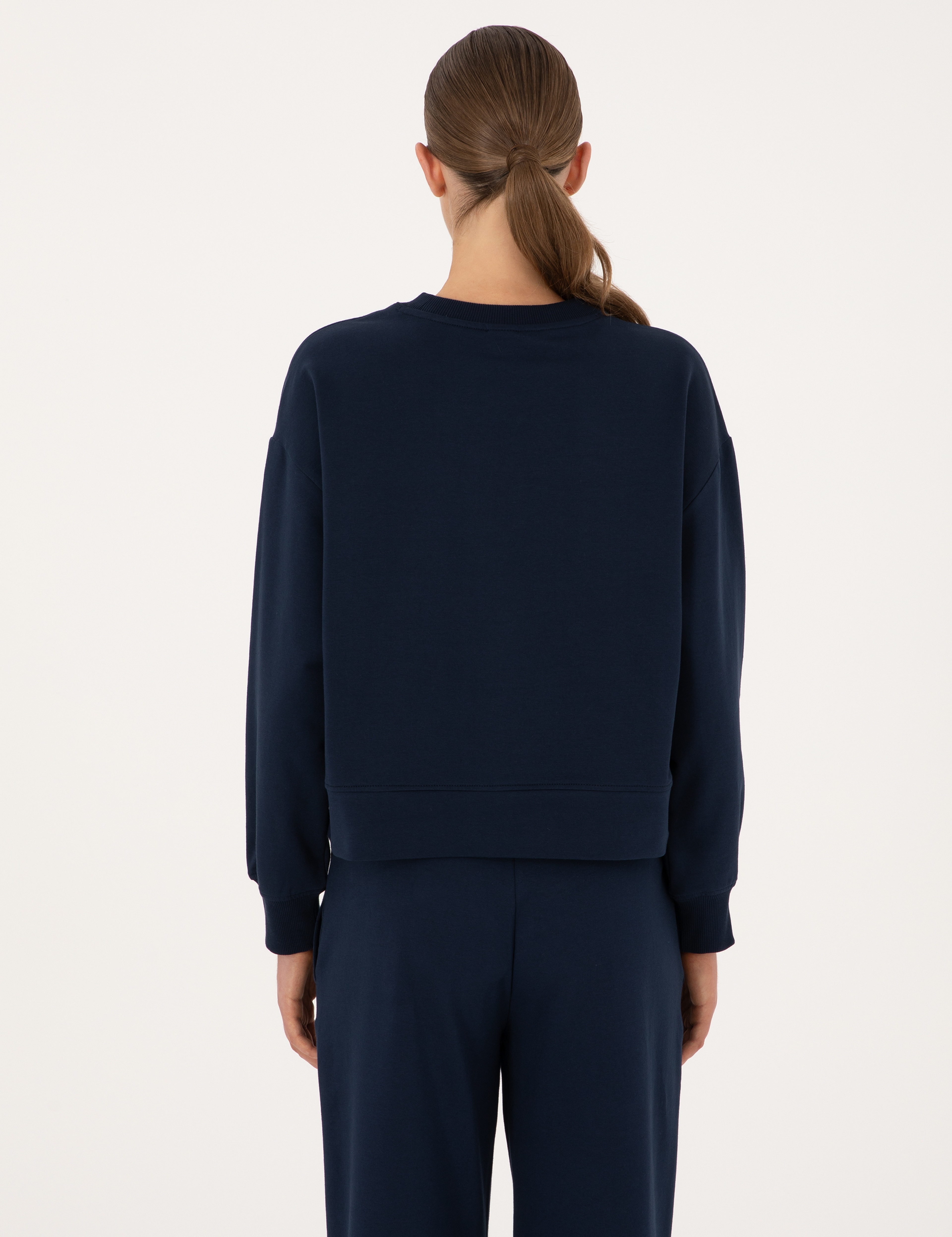 Lacivert Oversize 2 İplik Sweatshirt - Image 5