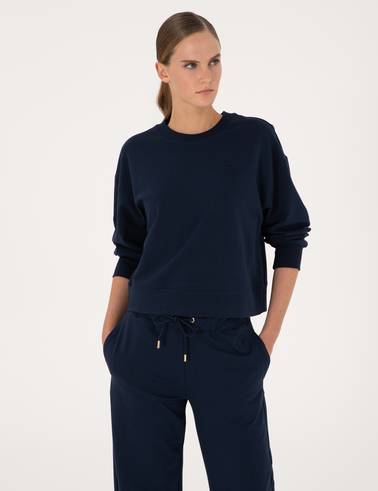Lacivert Oversize 2 İplik Sweatshirt