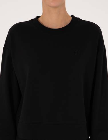 Siyah Oversize 2 İplik Sweatshirt
