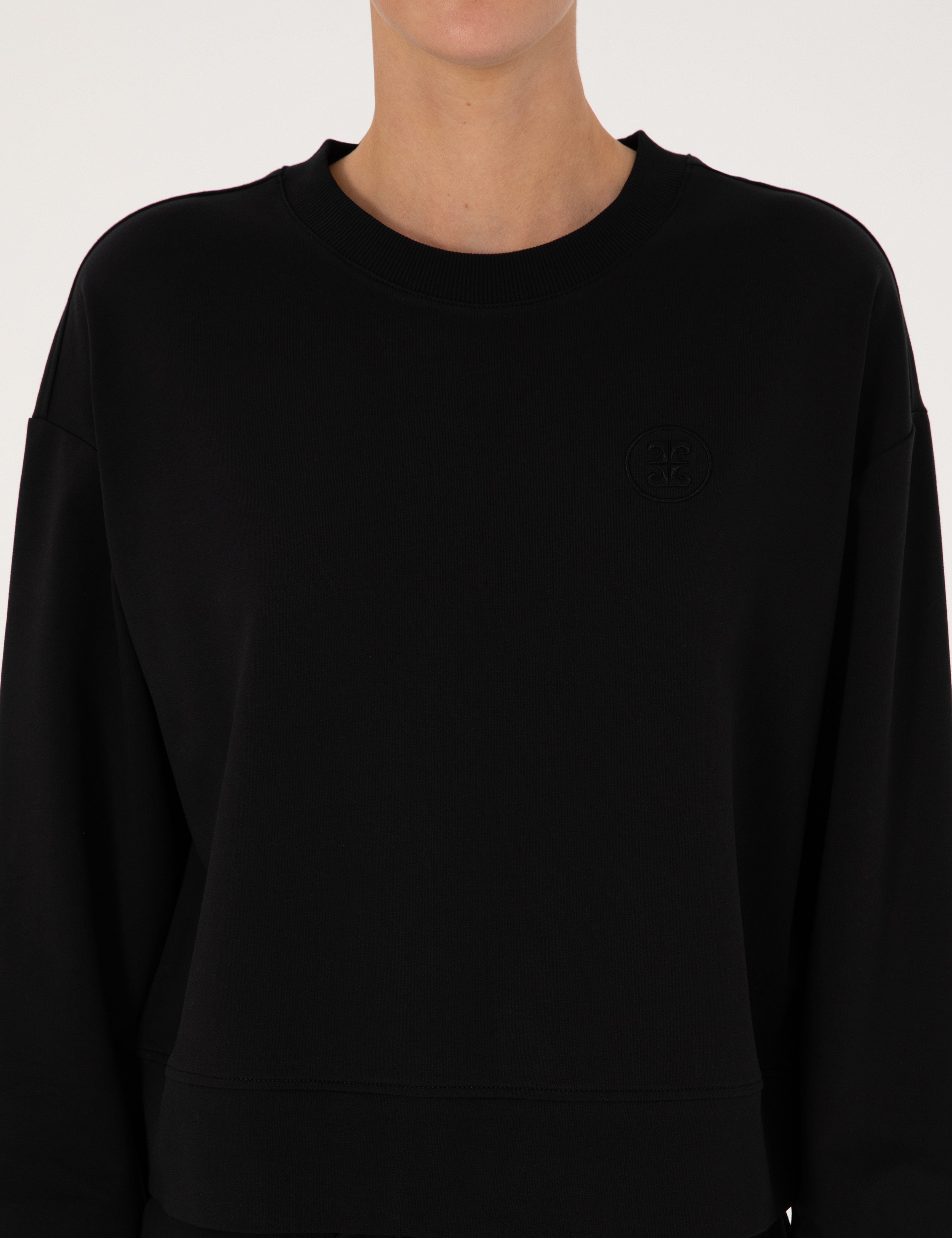 Siyah Oversize 2 İplik Sweatshirt - Image 6