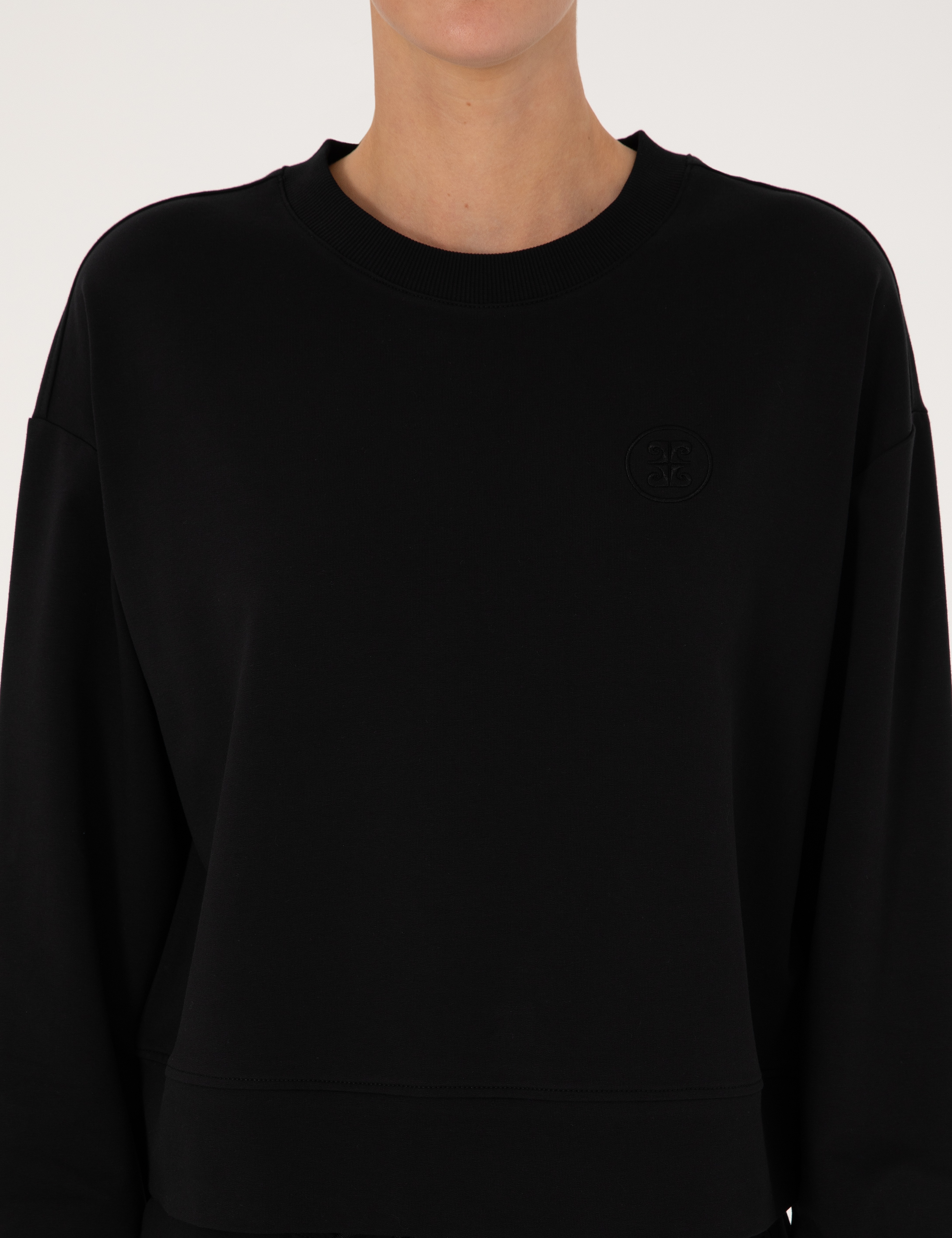Siyah Oversize 2 İplik Sweatshirt