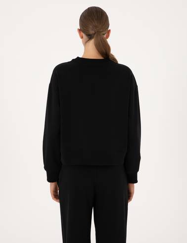 Siyah Oversize 2 İplik Sweatshirt