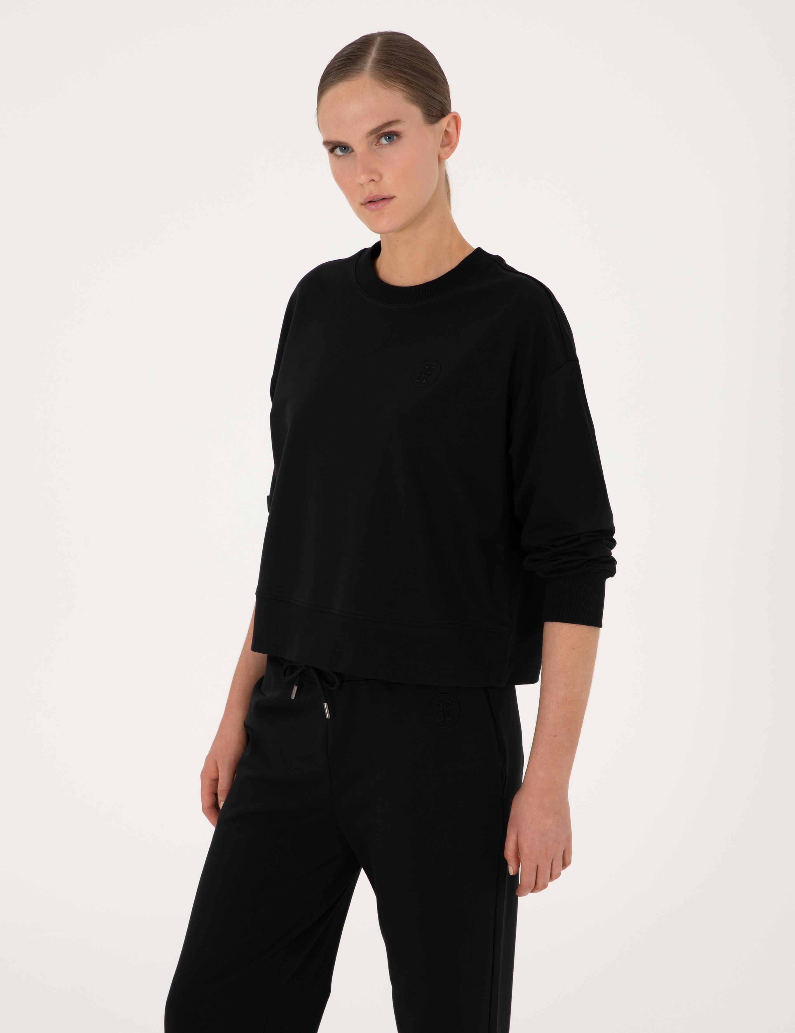 Siyah Oversize 2 İplik Sweatshirt