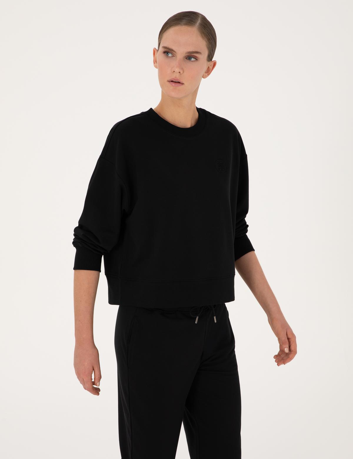 Siyah Oversize 2 İplik Sweatshirt - 50314963043