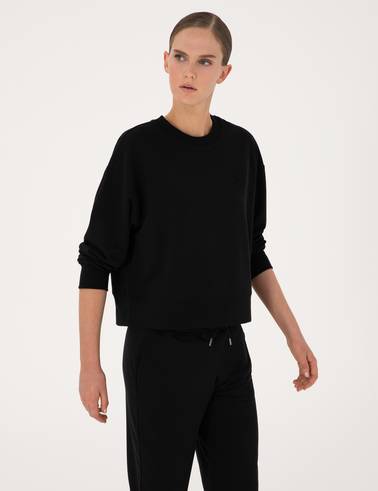 Siyah Oversize 2 İplik Sweatshirt