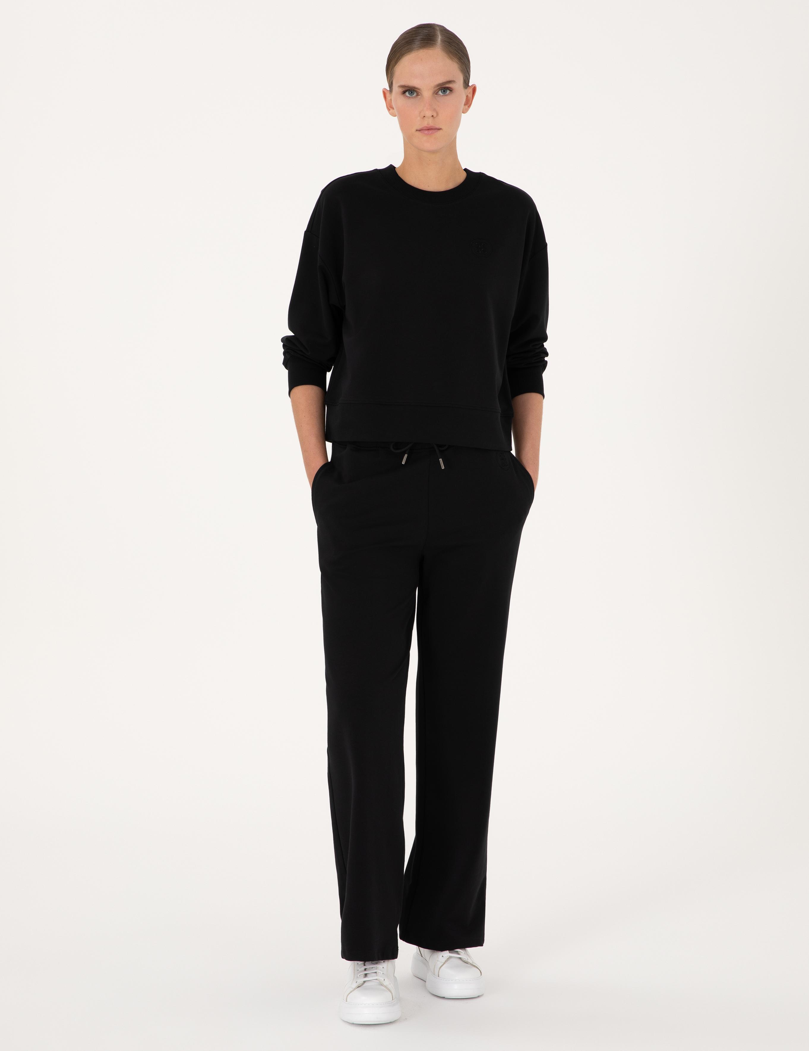 Siyah Oversize 2 İplik Sweatshirt