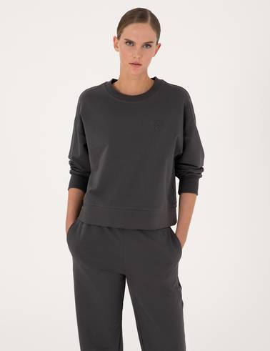 Antrasit Oversize 2 İplik Sweatshirt