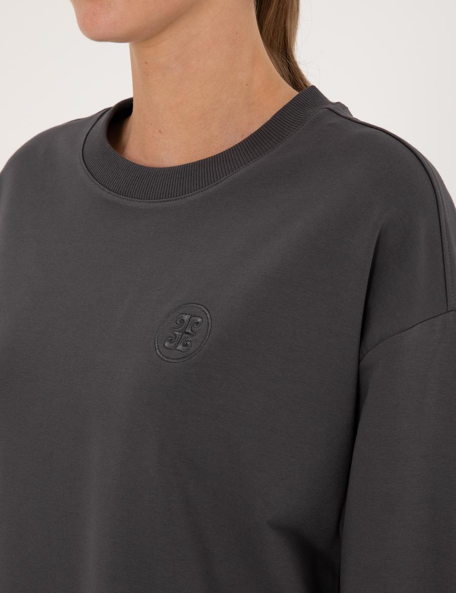 Antrasit Oversize 2 İplik Sweatshirt