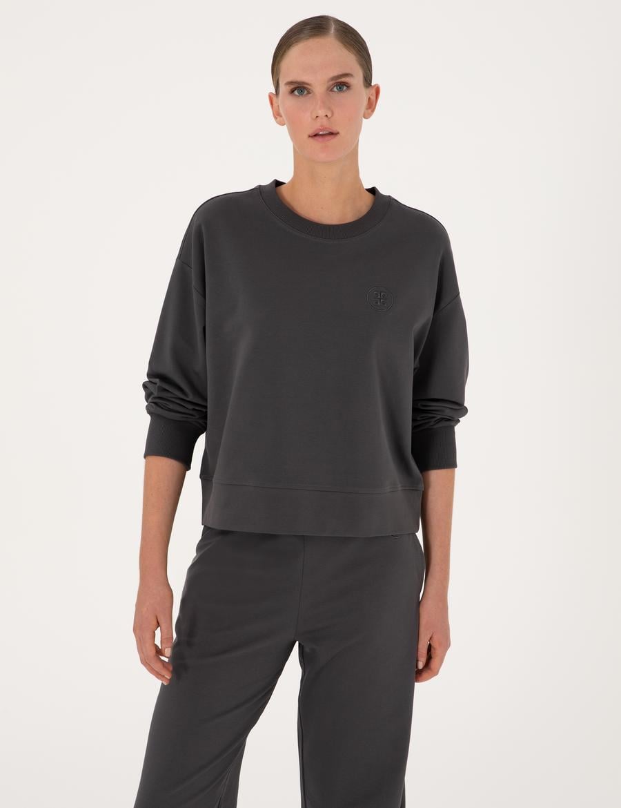 Antrasit Oversize 2 İplik Sweatshirt