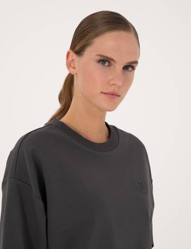 Antrasit Oversize 2 İplik Sweatshirt