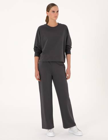 Antrasit Oversize 2 İplik Sweatshirt